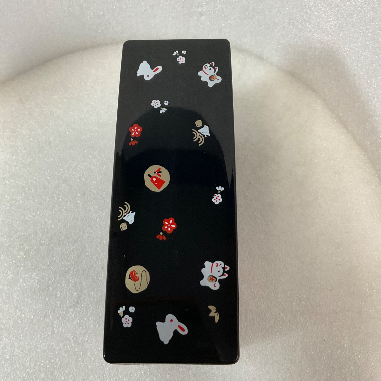 Japanese Style 3 Tier Bento Box Trinket Box Red Black Rabbit Cat 6.5in - Image 6