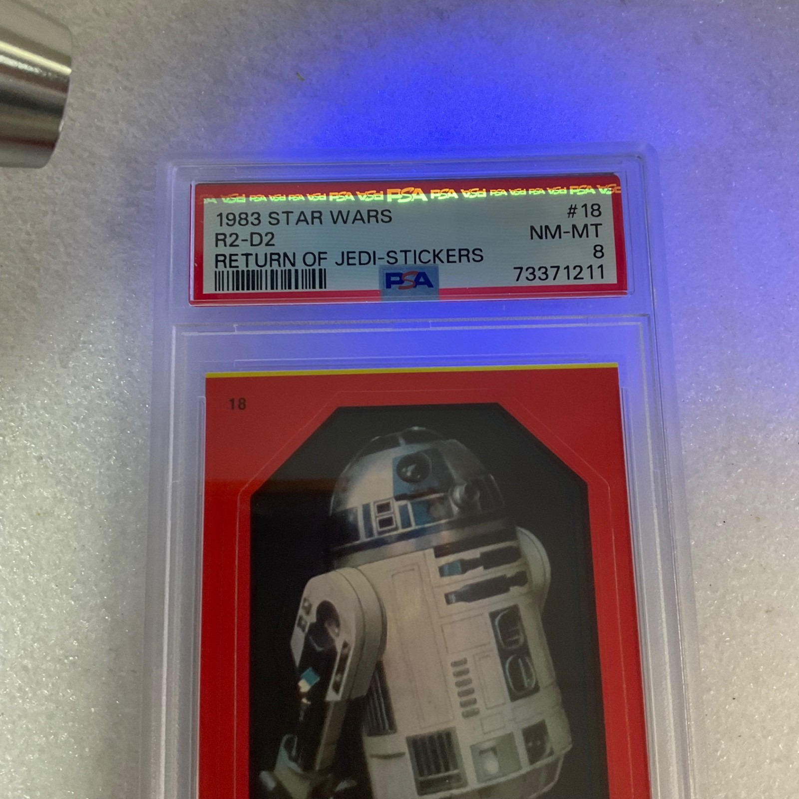Star Wars 1983 Return Jedi R2-D2 Red Boarder Sticker Card #18 PSA8 CERT#73371211 - Image 19
