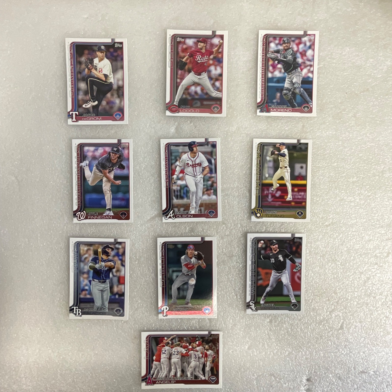 2025 Topps Series 1 Baseball 10 Card Lot deGrom Olson Turang Stott - Image 1
