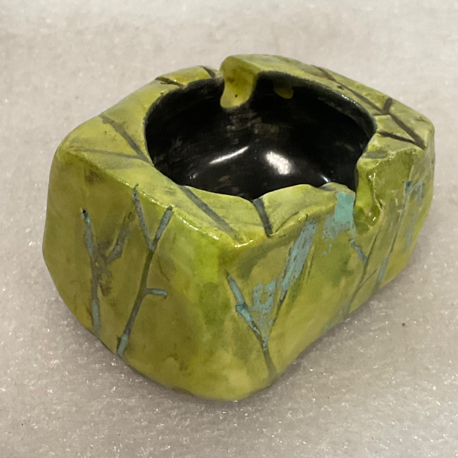 Signed Ceramic Incense Burner Green Black 2.25in Studio Pottery - Image 6