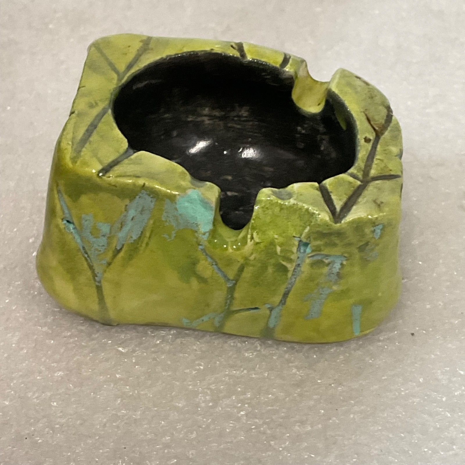 Signed Ceramic Incense Burner Green Black 2.25in Studio Pottery - Image 5