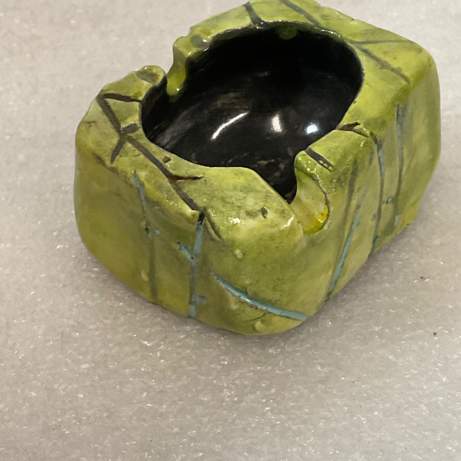 Signed Ceramic Incense Burner Green Black 2.25in Studio Pottery - Image 8