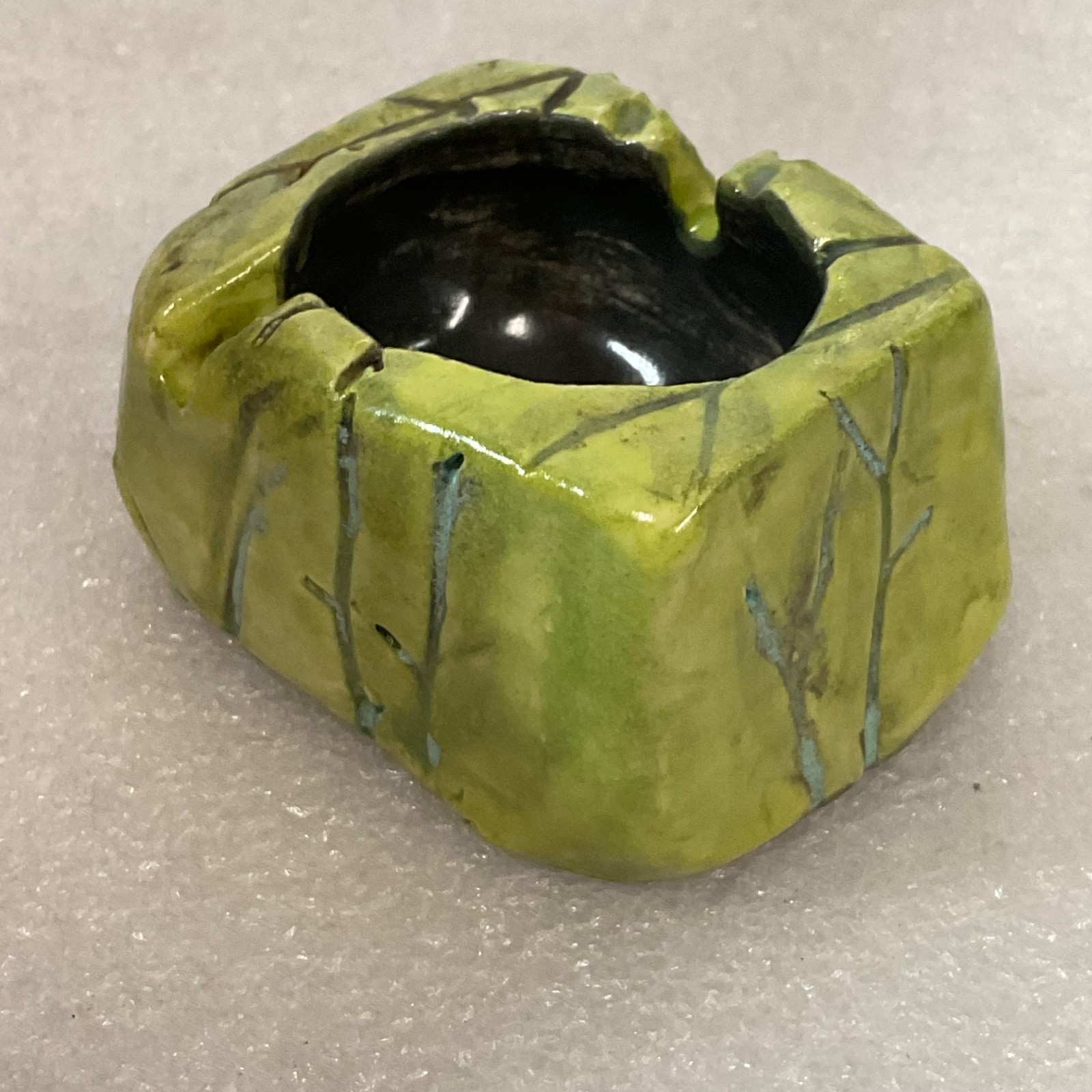 Signed Ceramic Incense Burner Green Black 2.25in Studio Pottery - Image 9