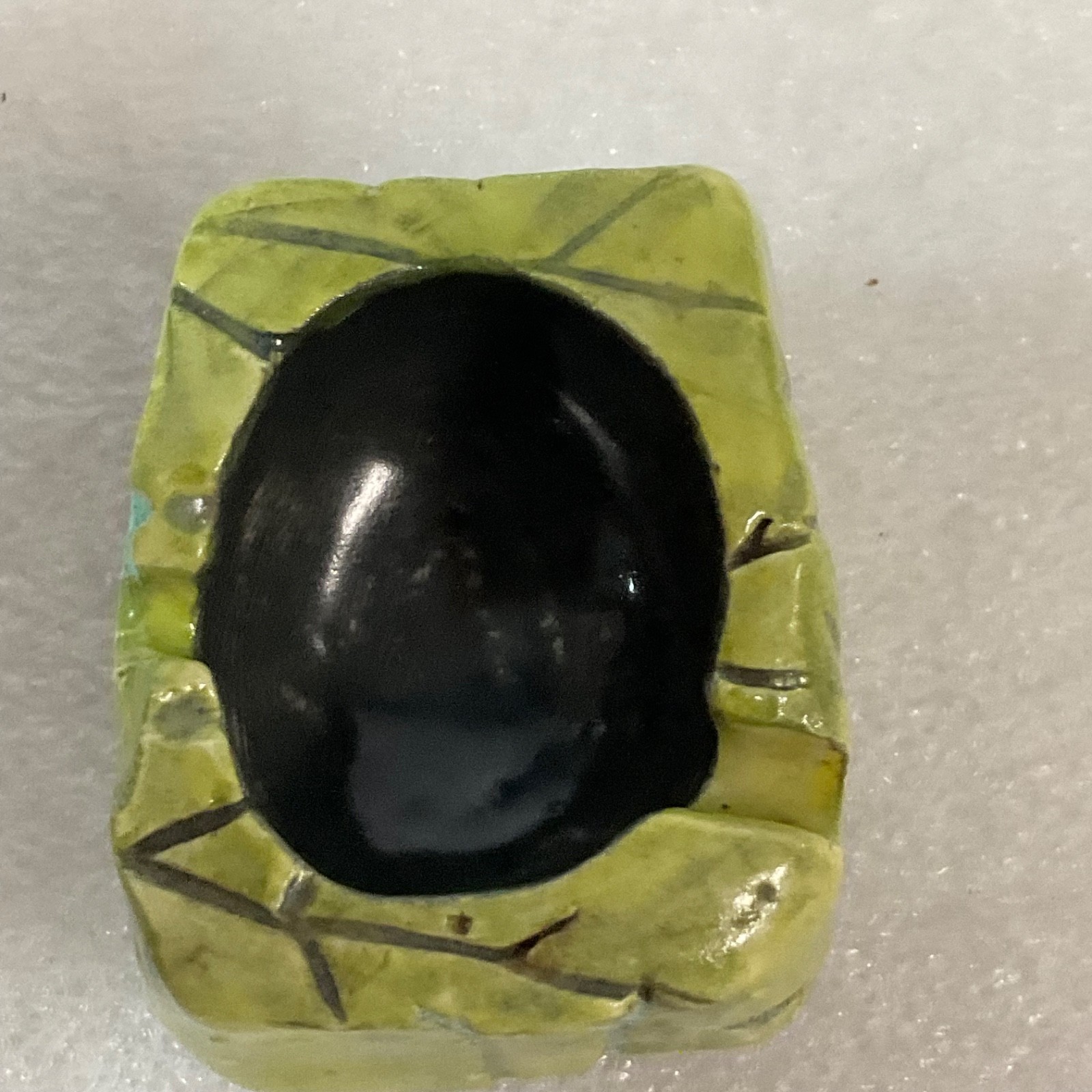 Signed Ceramic Incense Burner Green Black 2.25in Studio Pottery - Image 10