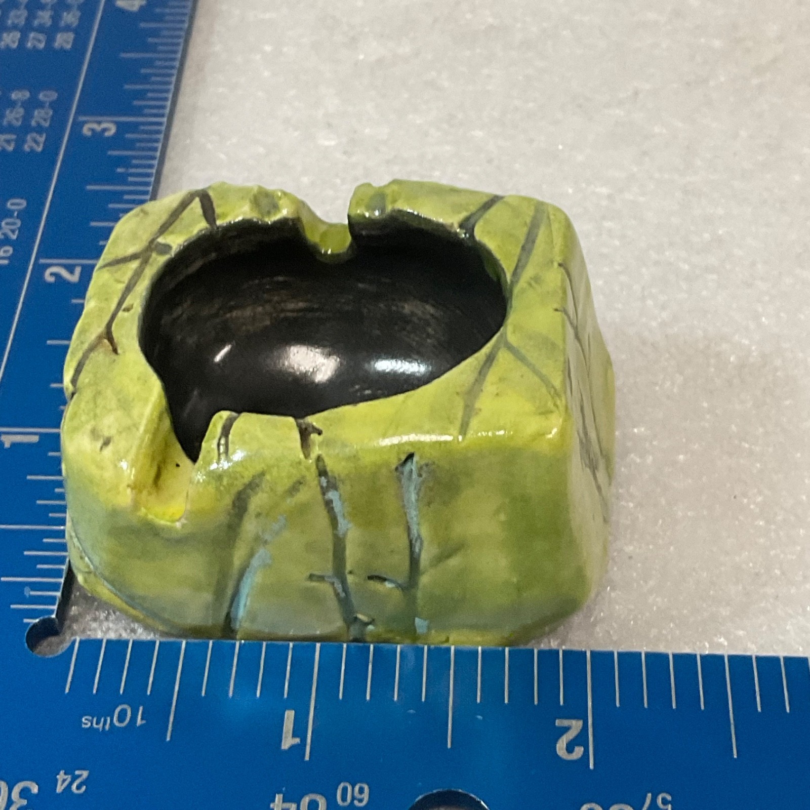 Signed Ceramic Incense Burner Green Black 2.25in Studio Pottery - Image 13