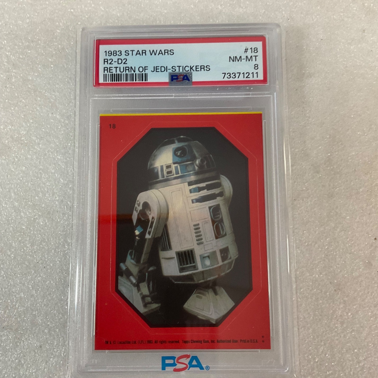 Star Wars 1983 Return Jedi R2-D2 Red Boarder Sticker Card #18 PSA8 CERT#73371211 - Image 21