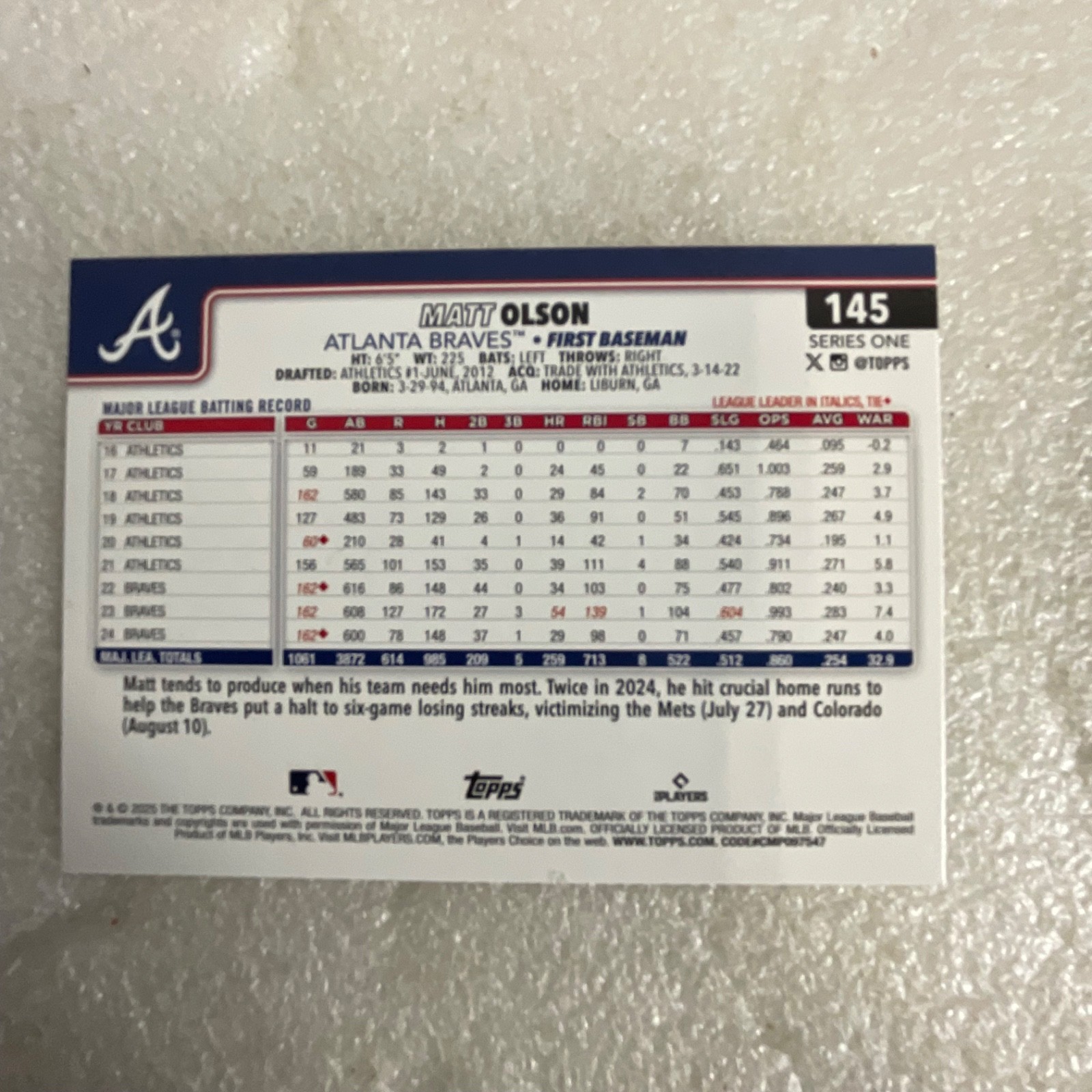 2025 Topps Series 1 Baseball 10 Card Lot deGrom Olson Turang Stott - Image 17