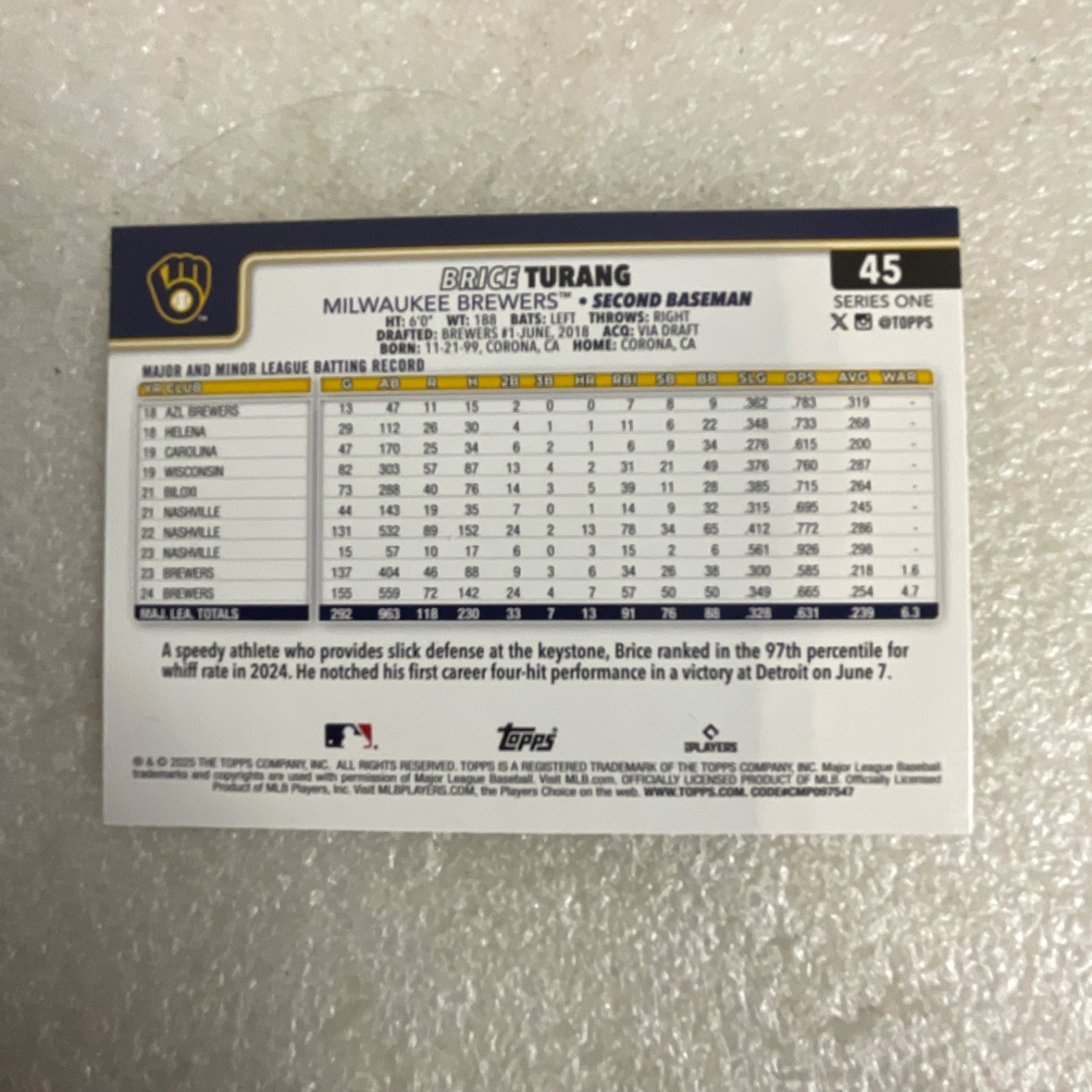 2025 Topps Series 1 Baseball 10 Card Lot deGrom Olson Turang Stott - Image 18