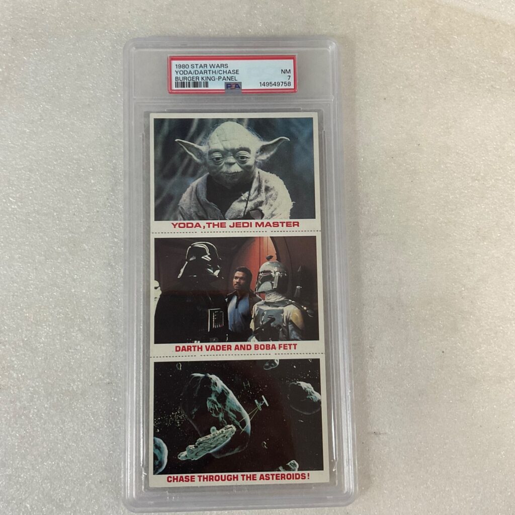 1980 Star Wars Burger King Yoda Darth Chase 3-Panel PSA 7 CERT#149549758 - Image 1