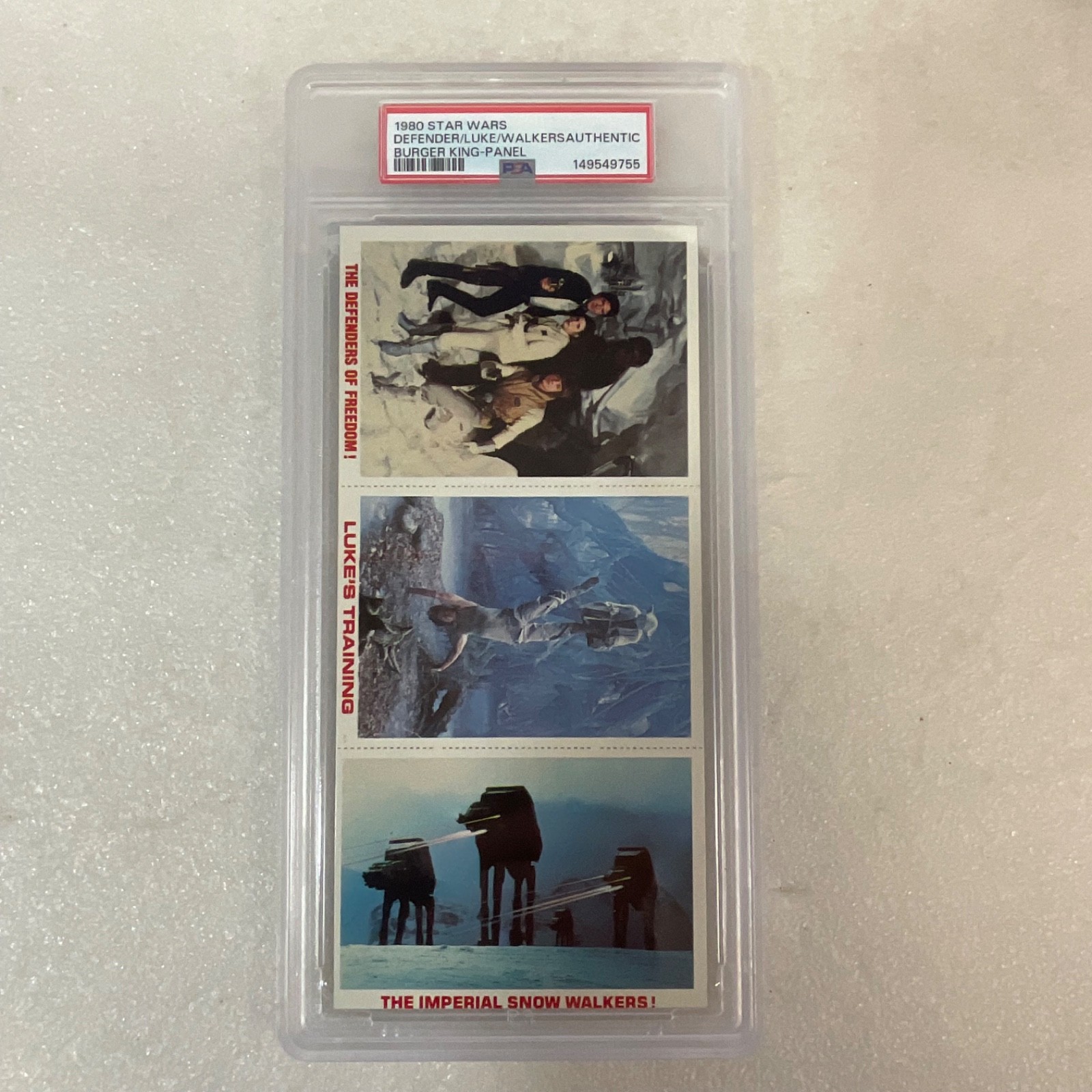 1980 Star Wars Burger King Defender Luke Walkers 3-Panel PSA Auth CERT#149549755 - Image 1