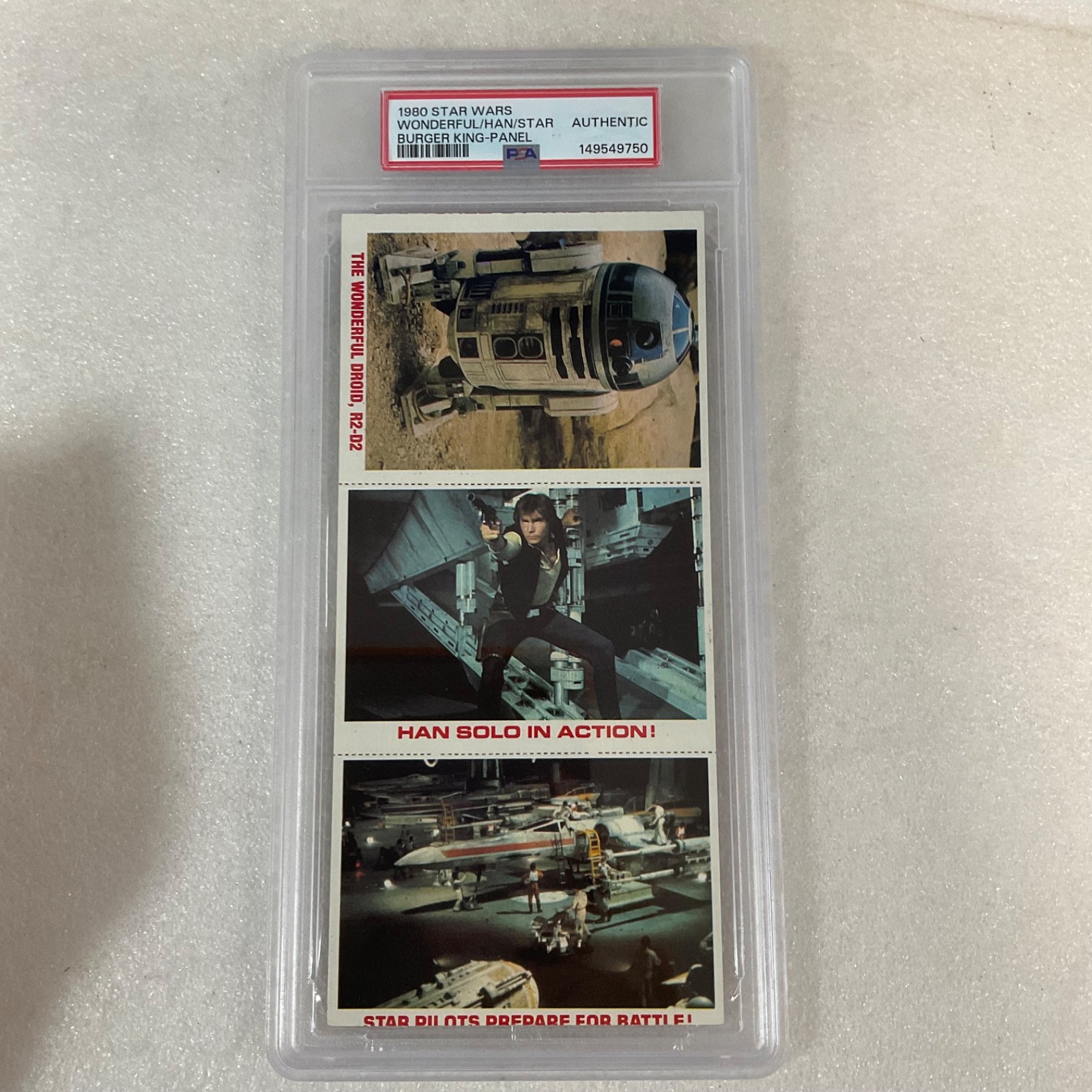 1980 Star Wars Burger King R2-D2 Han 3-Panel PSA Auth CERT#149549750 - Image 1