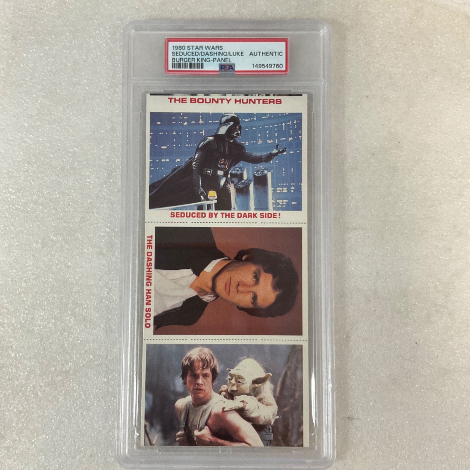 1980 Star Wars Burger King Seduced Dashing Luke 3-Panel PSA Auth CERT#149549760 - Image 1