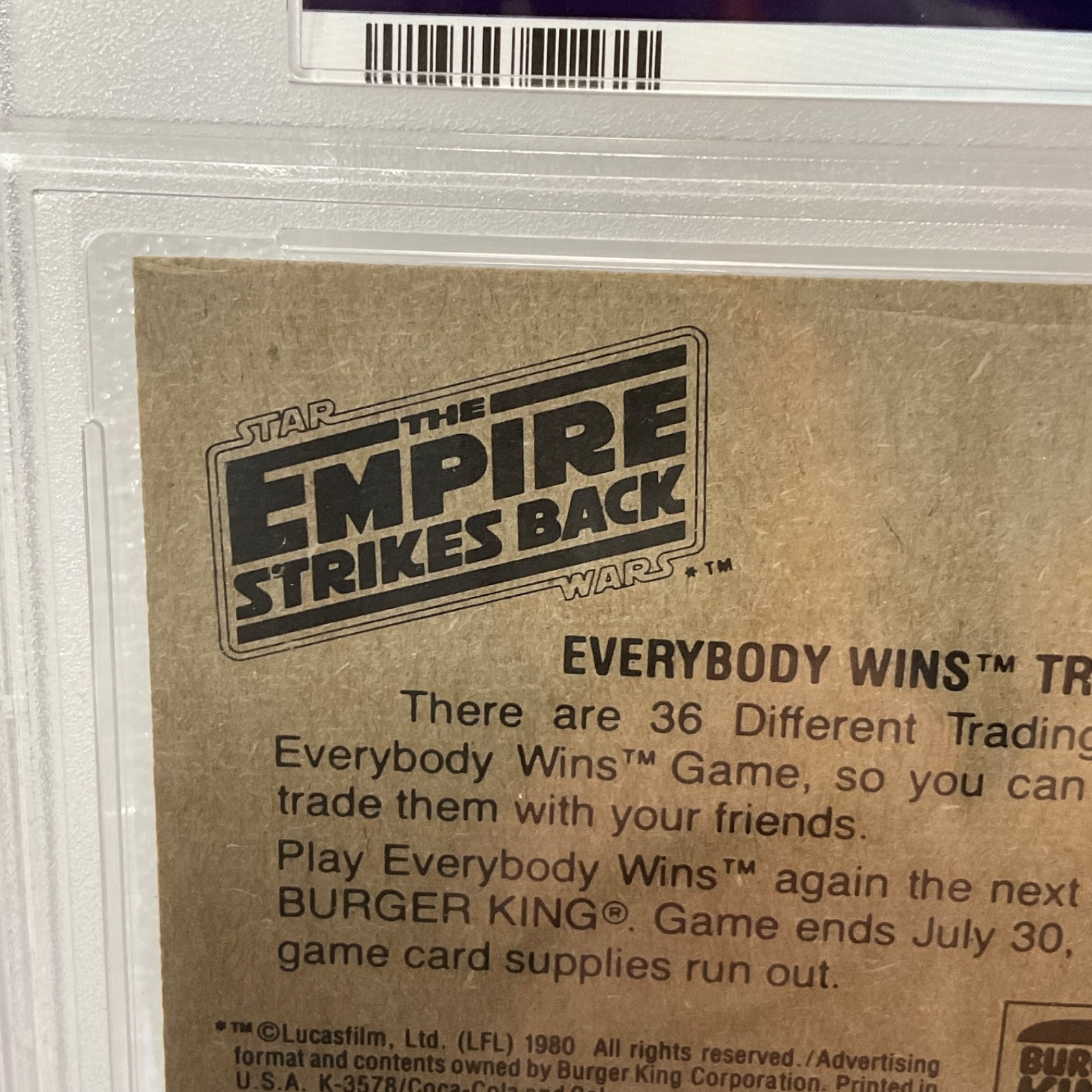 1980 Star Wars Burger King Snow Battle Bounty 3-Panel PSA 7 CERT#149549757 - Image 11