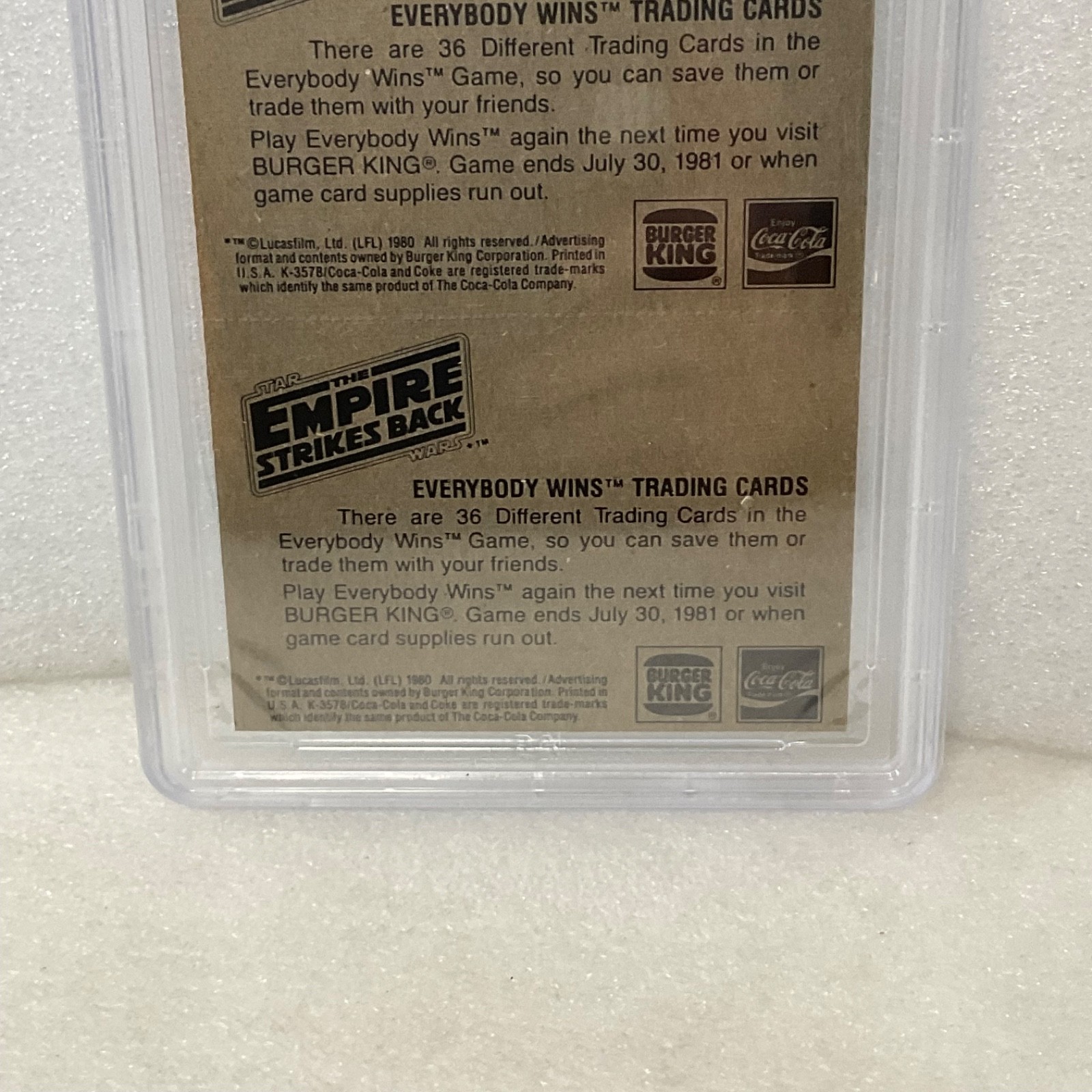 1980 Star Wars Burger King Defender Luke Walkers 3-Panel PSA Auth CERT#149549755 - Image 14
