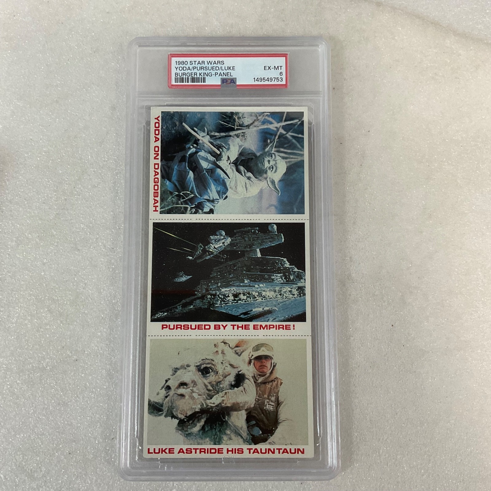 1980 Star Wars Burger King Yoda Luke 3-Panel PSA 6 CERT#149549753 - Image 1