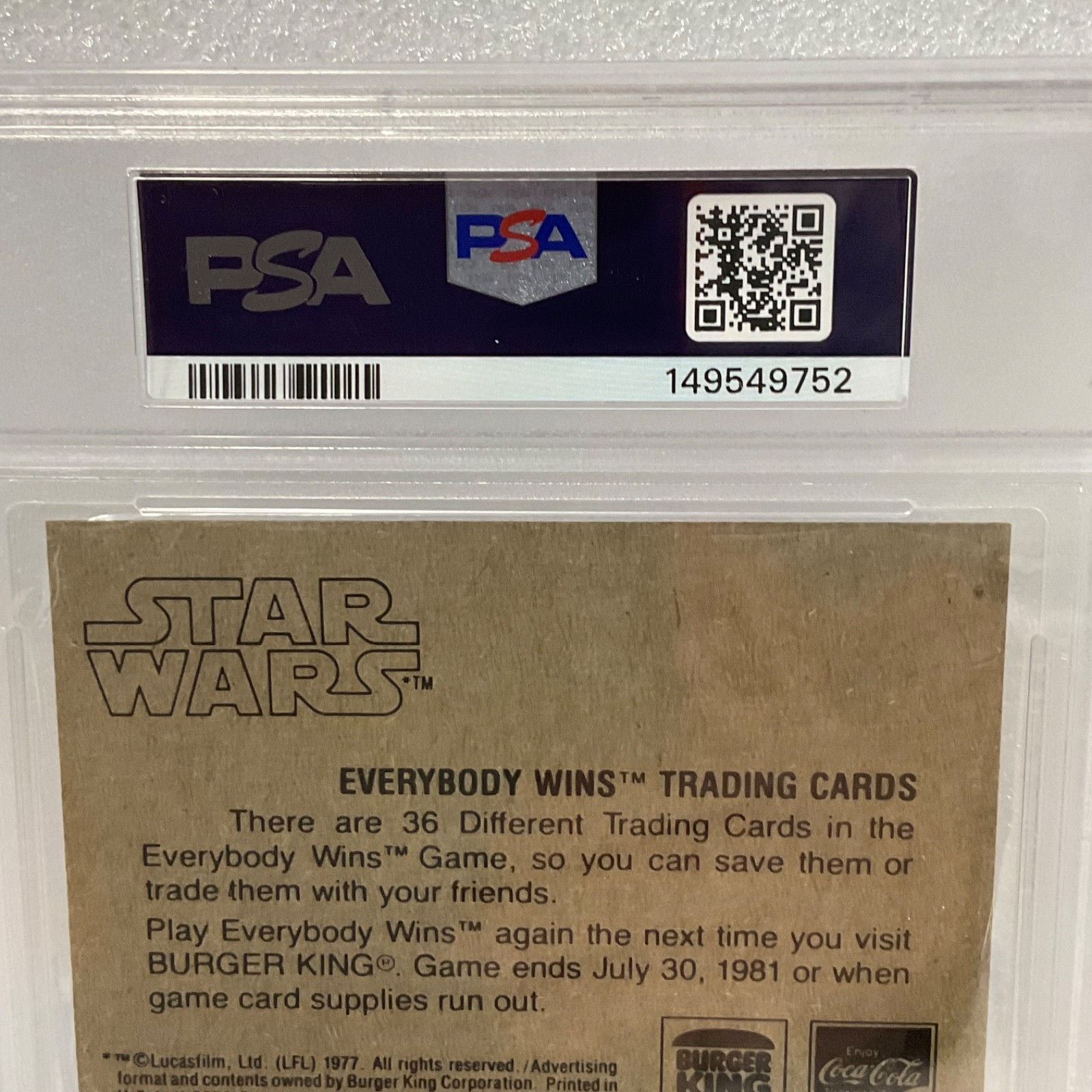 1980 Star Wars Burger King Space Raid R2-D2 3-Panel PSA 5 CERT#149549752 - Image 12