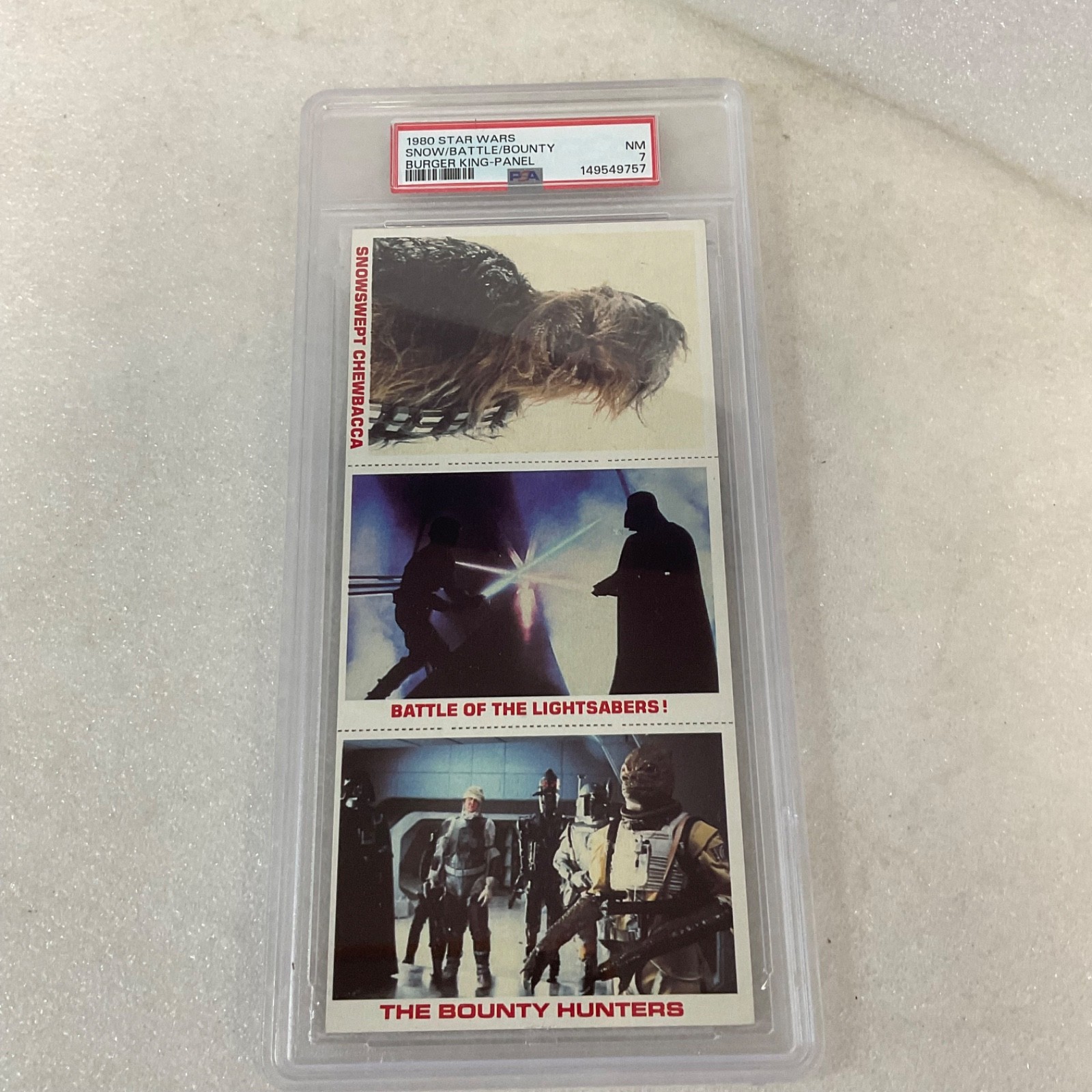 1980 Star Wars Burger King Snow Battle Bounty 3-Panel PSA 7 CERT#149549757 - Image 20