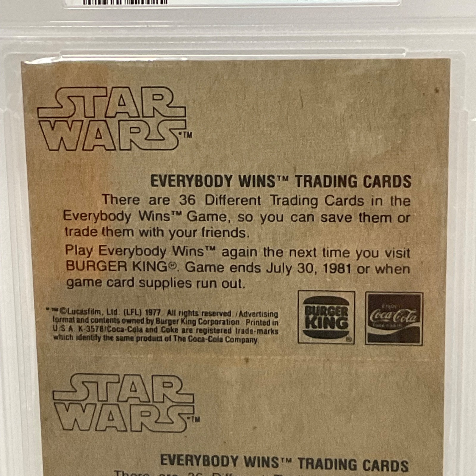 1980 Star Wars Burger King Space Raid R2-D2 3-Panel PSA 5 CERT#149549752 - Image 17