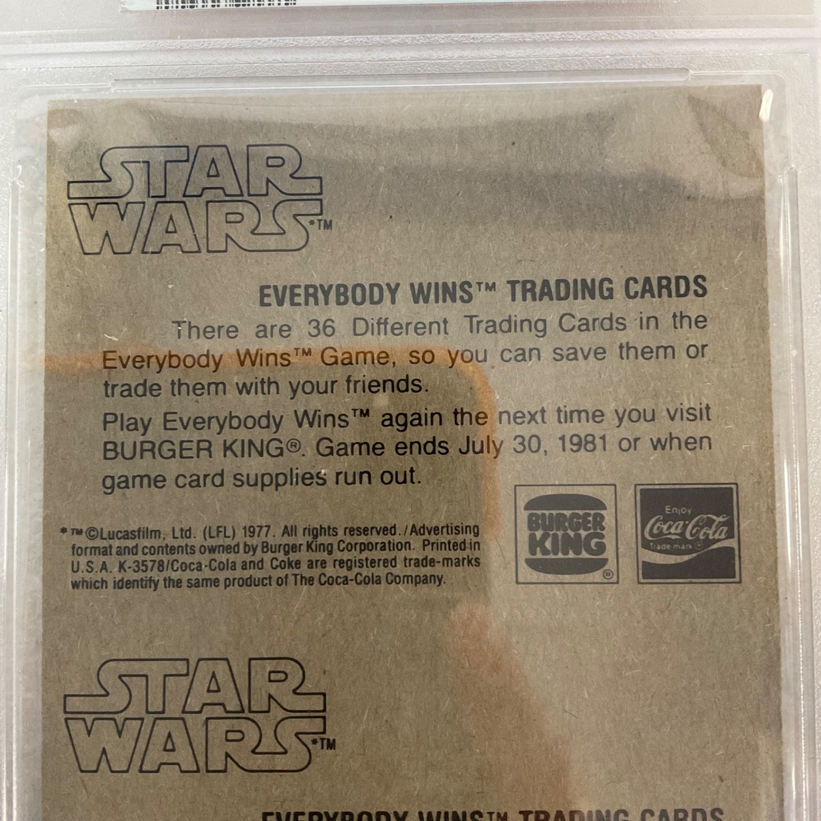 1980 Star Wars Burger King 3-Panel Sandpeople Stormtrooper PSA 7 CERT#149549754 - Image 9
