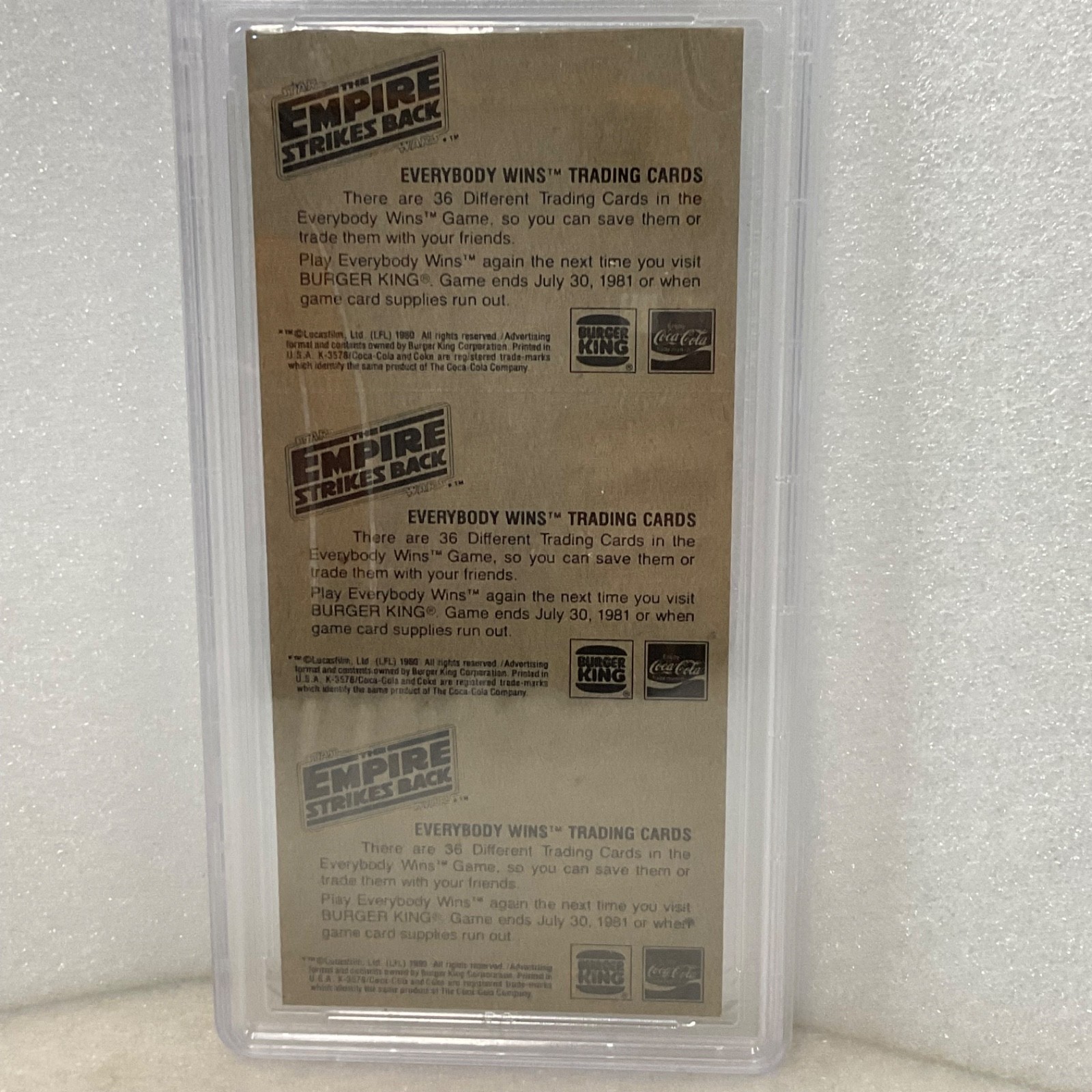 1980 Star Wars Burger King Yoda Luke 3-Panel PSA 6 CERT#149549753 - Image 18