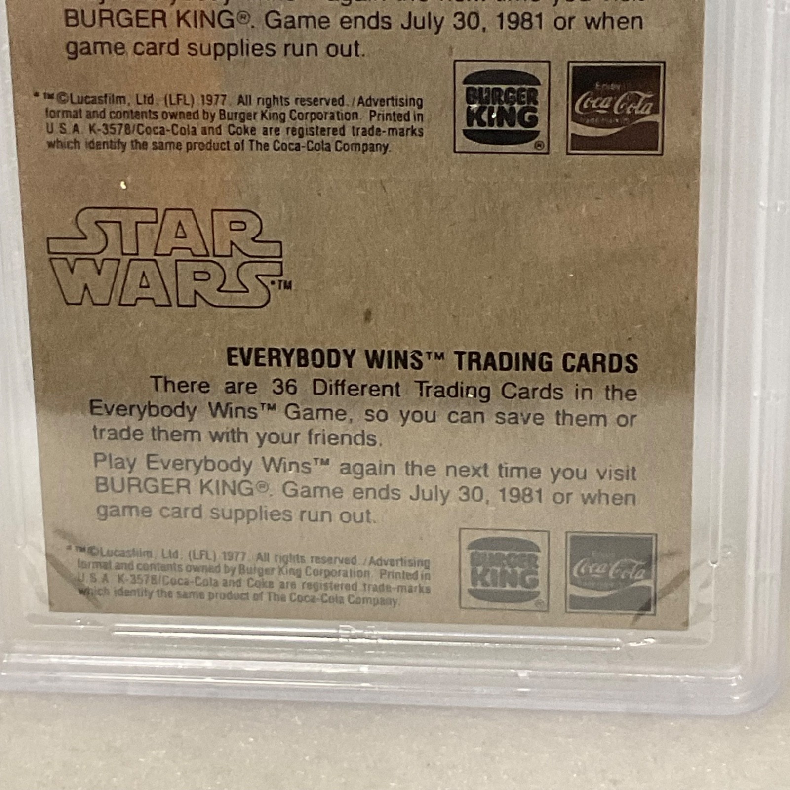 1980 Star Wars Burger King Space Raid R2-D2 3-Panel PSA 5 CERT#149549752 - Image 19