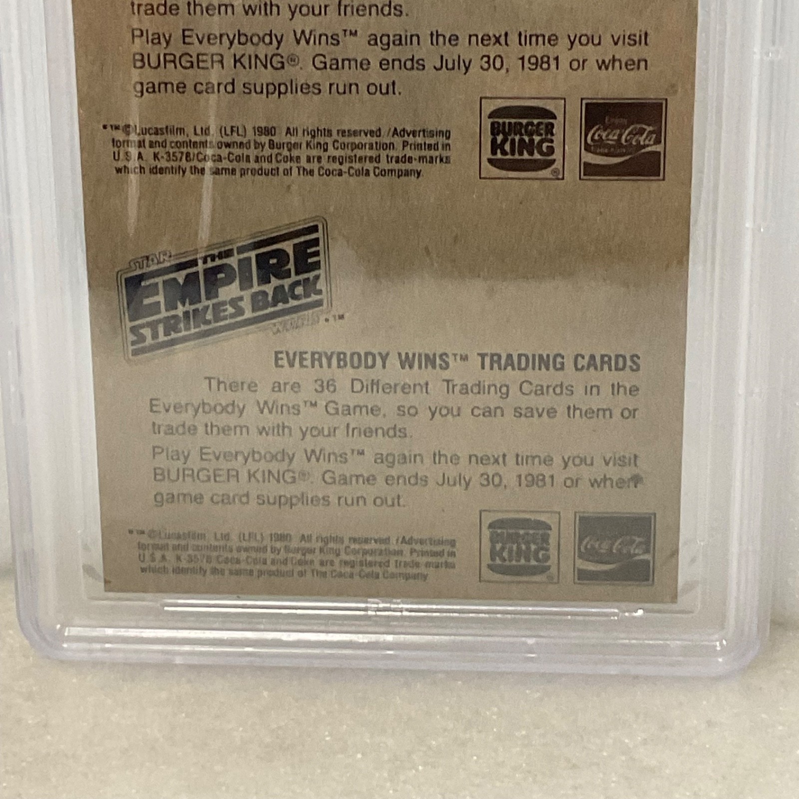 1980 Star Wars Burger King Yoda Luke 3-Panel PSA 6 CERT#149549753 - Image 17