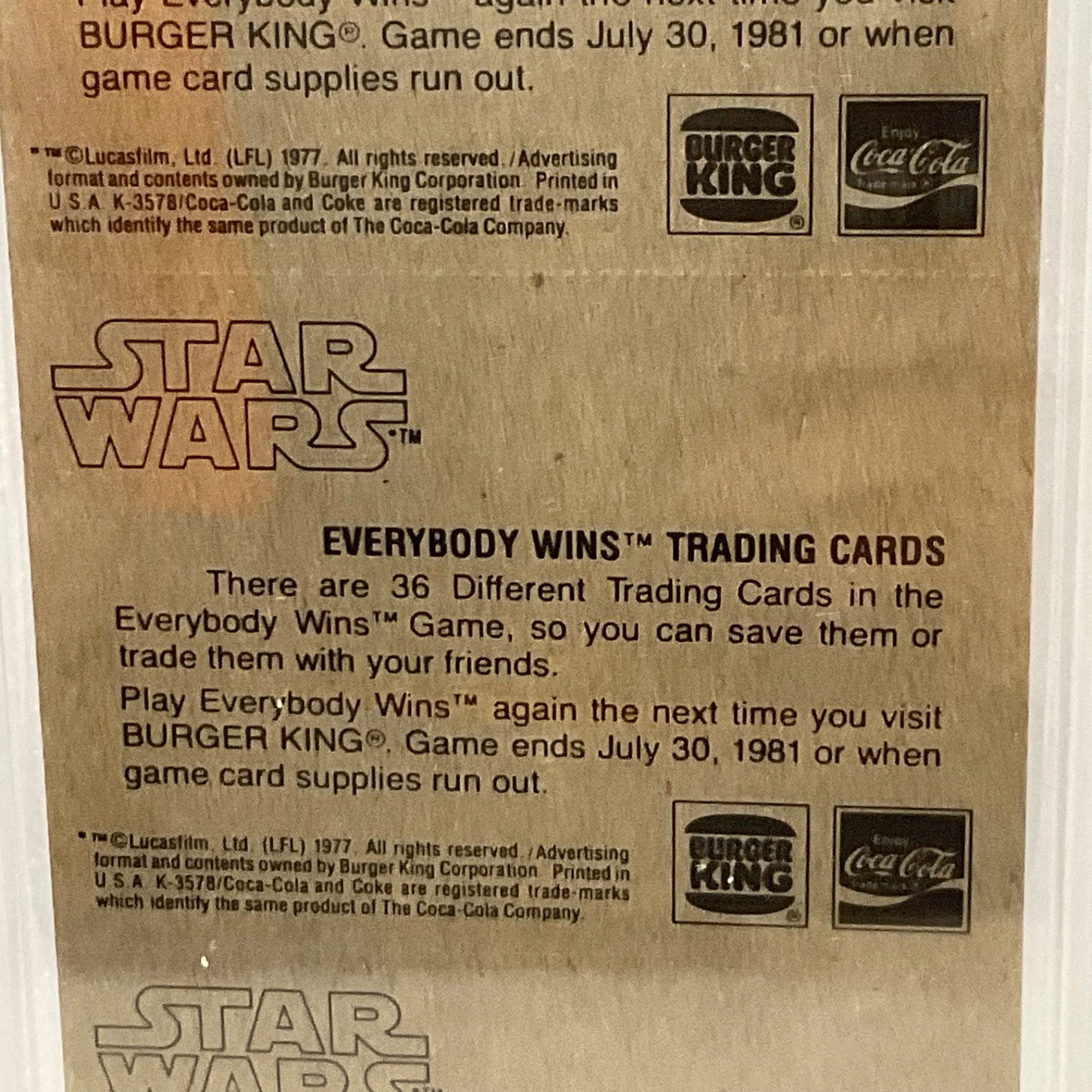 1980 Star Wars Burger King Space Raid R2-D2 3-Panel PSA 5 CERT#149549752 - Image 18