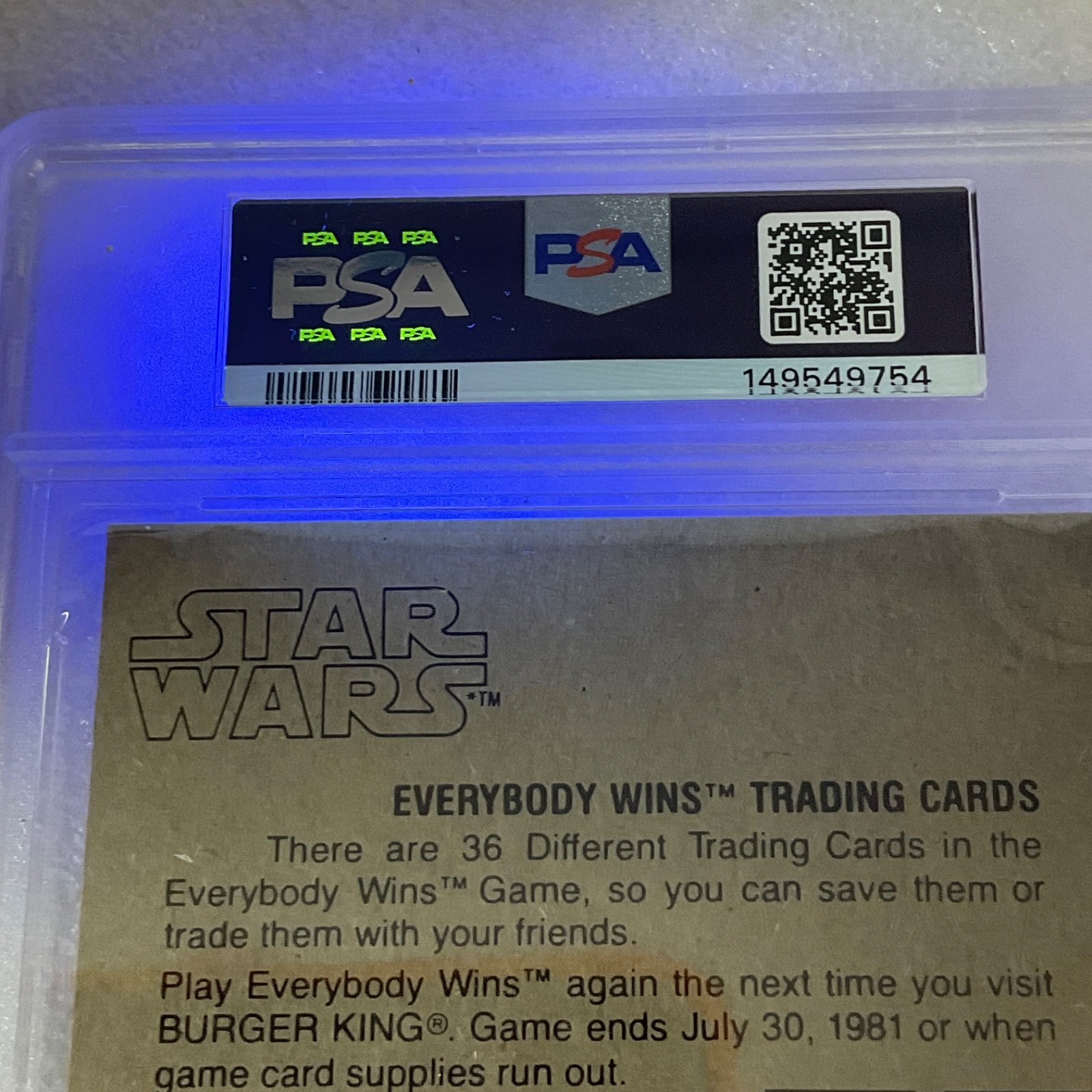 1980 Star Wars Burger King 3-Panel Sandpeople Stormtrooper PSA 7 CERT#149549754 - Image 20