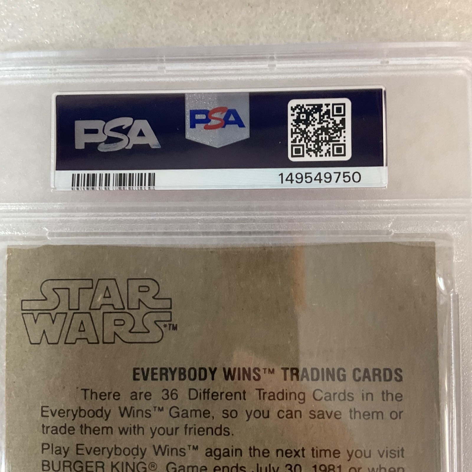 1980 Star Wars Burger King R2-D2 Han 3-Panel PSA Auth CERT#149549750 - Image 14