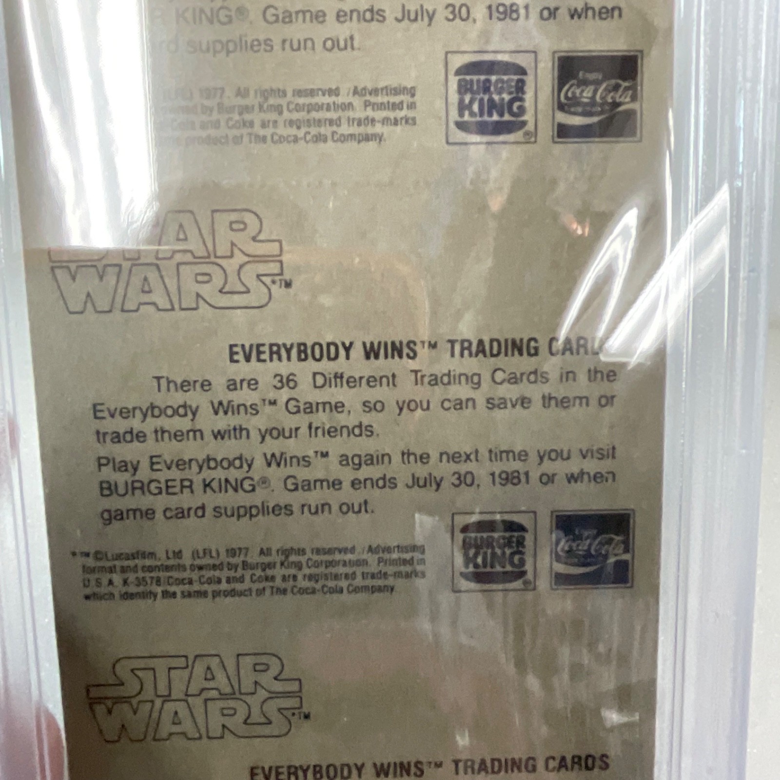 1980 Star Wars Burger King R2-D2 Han 3-Panel PSA Auth CERT#149549750 - Image 20
