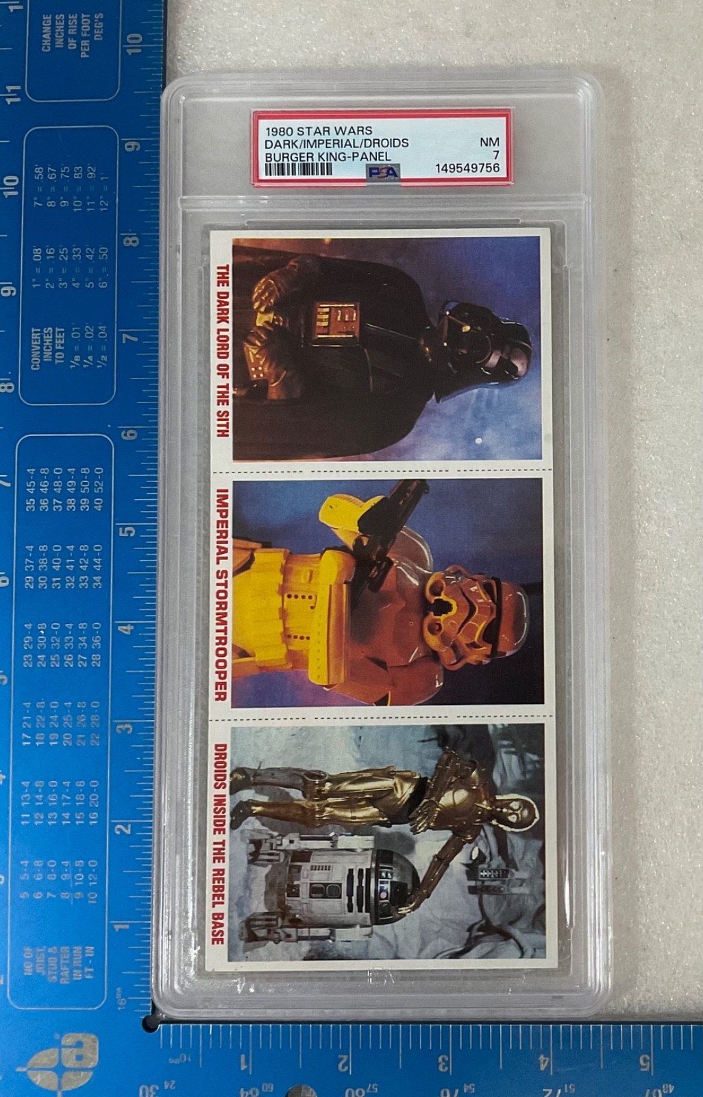 1980 Star Wars Burger King Dark/Imperial/Droids 3-Panel PSA 7 CERT#149549756 - Image 3