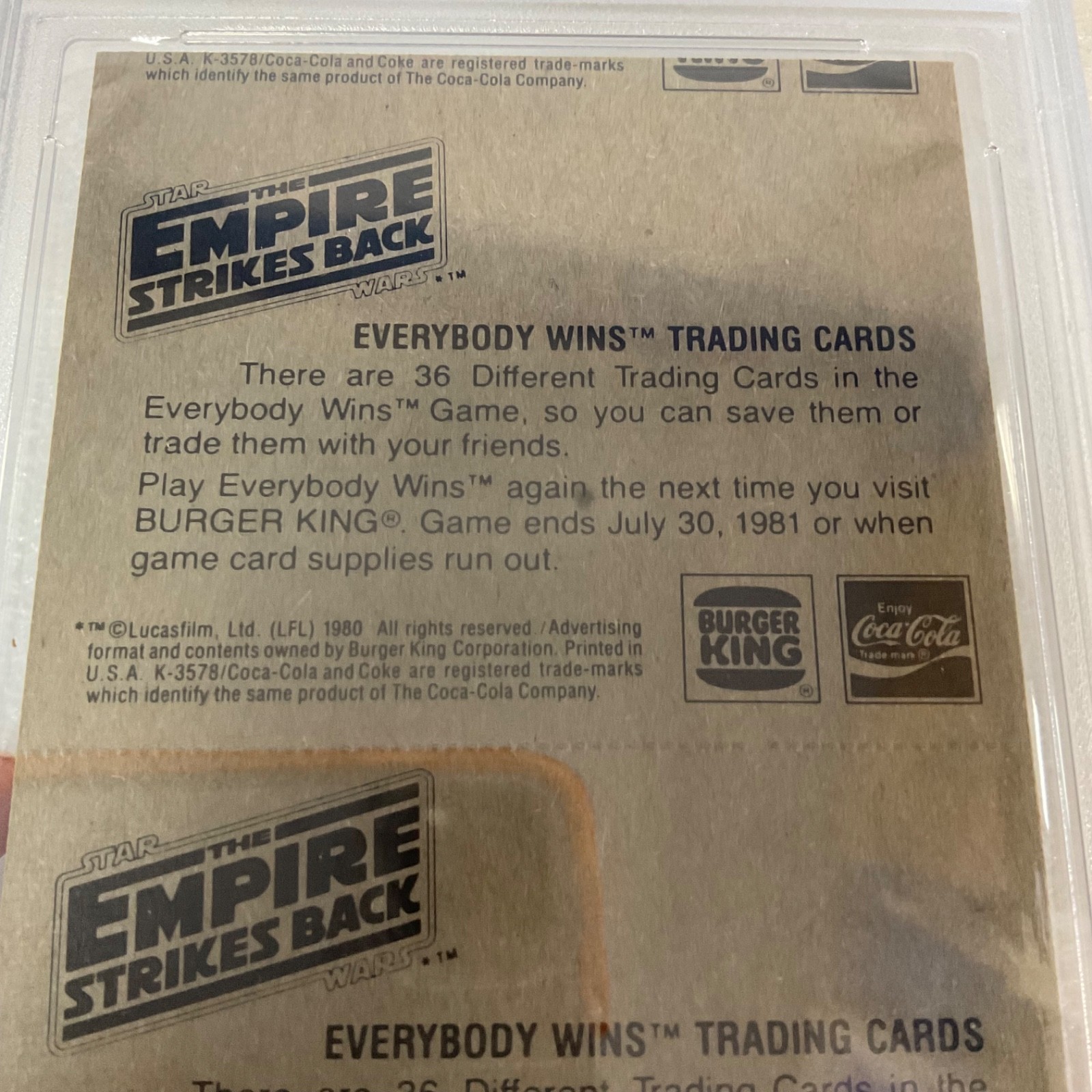 1980 Star Wars Burger King Seduced Dashing Luke 3-Panel PSA Auth CERT#149549760 - Image 19