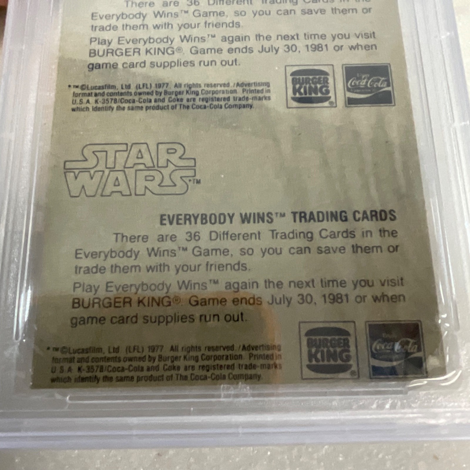 1980 Star Wars Burger King R2-D2 Han 3-Panel PSA Auth CERT#149549750 - Image 21