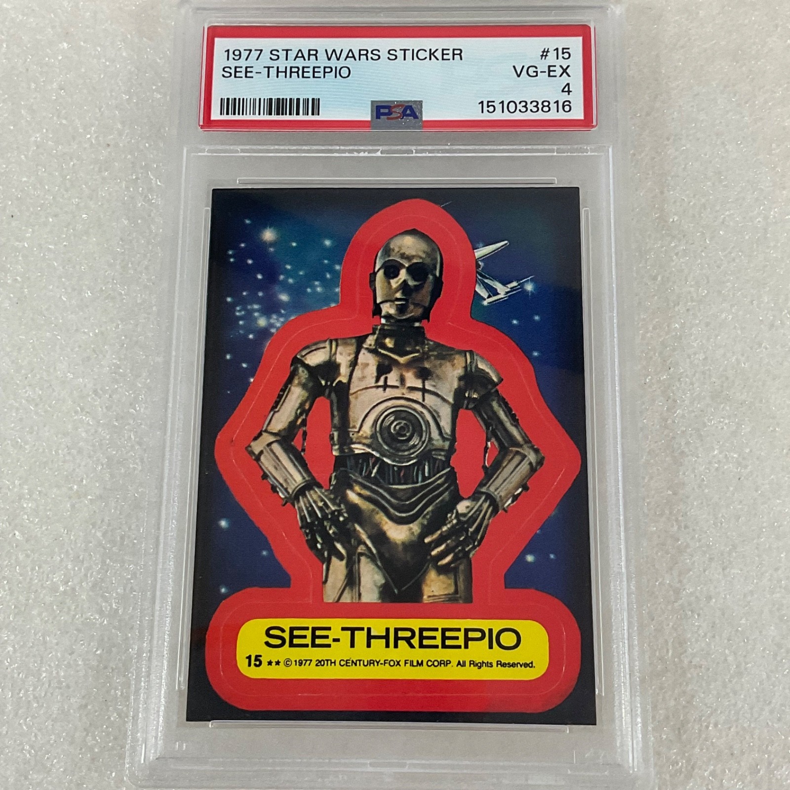 Star Wars 1977 See-Threepio Sticker Card #15 PSA 4 CERT#151033816 - Image 3