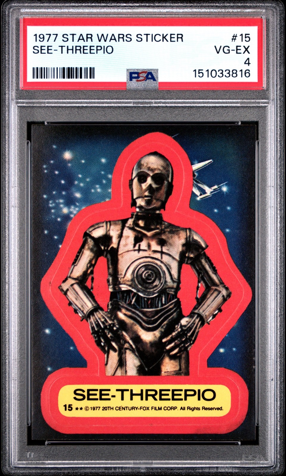 Star Wars 1977 See-Threepio Sticker Card #15 PSA 4 CERT#151033816 - Image 1