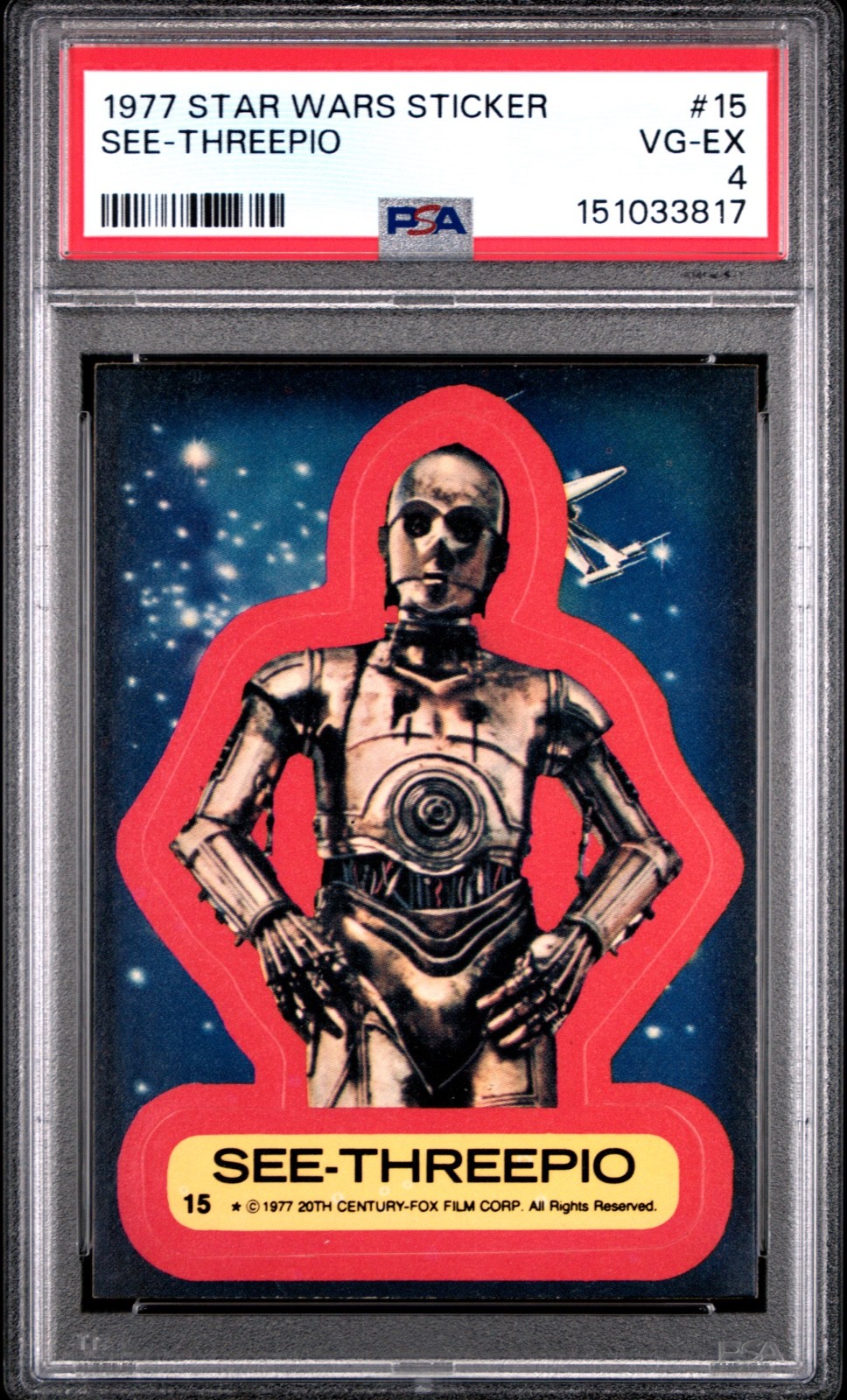 Star Wars 1977 See-Threepio Sticker Card #15 PSA 4 CERT#151033817 - Image 1