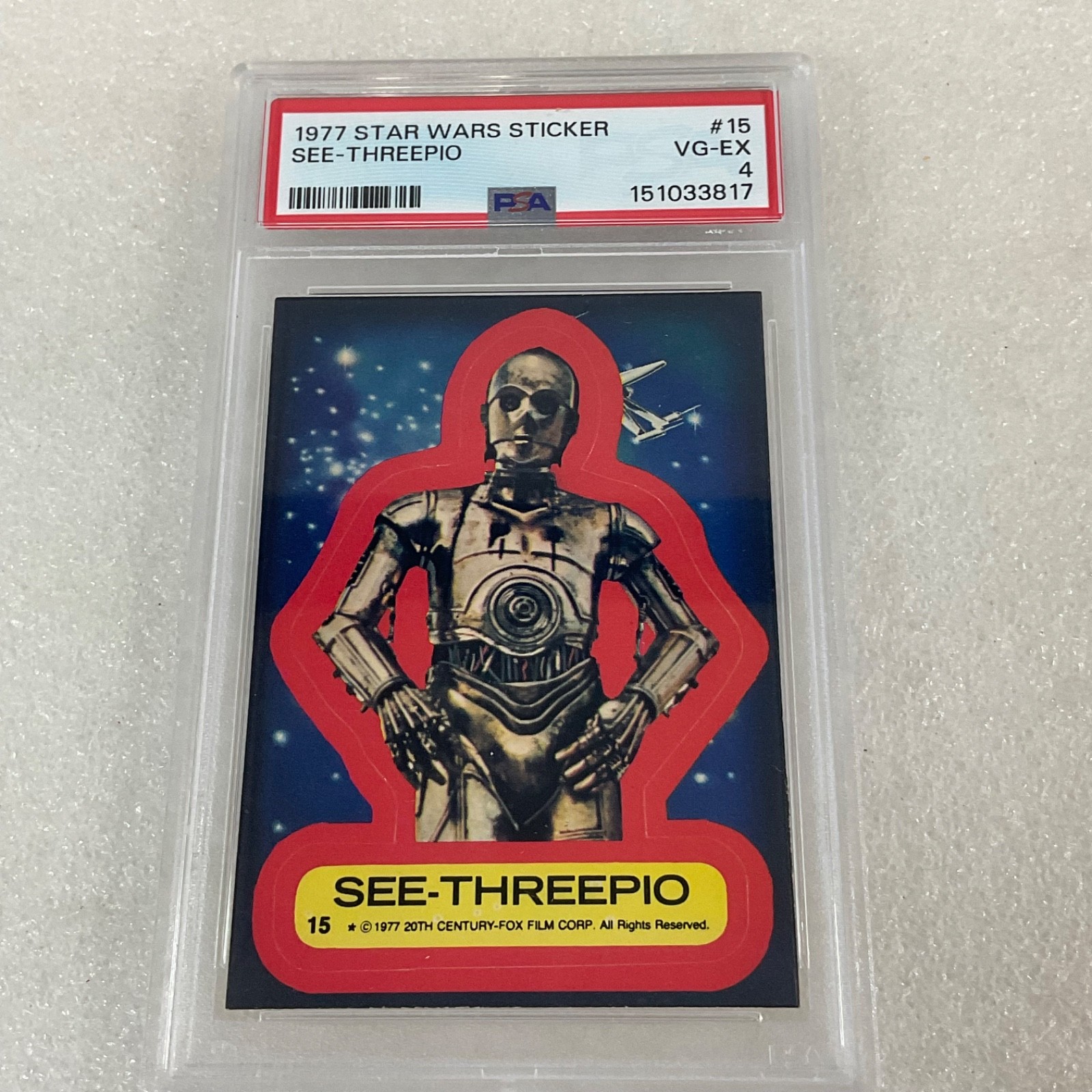 Star Wars 1977 See-Threepio Sticker Card #15 PSA 4 CERT#151033817 - Image 3