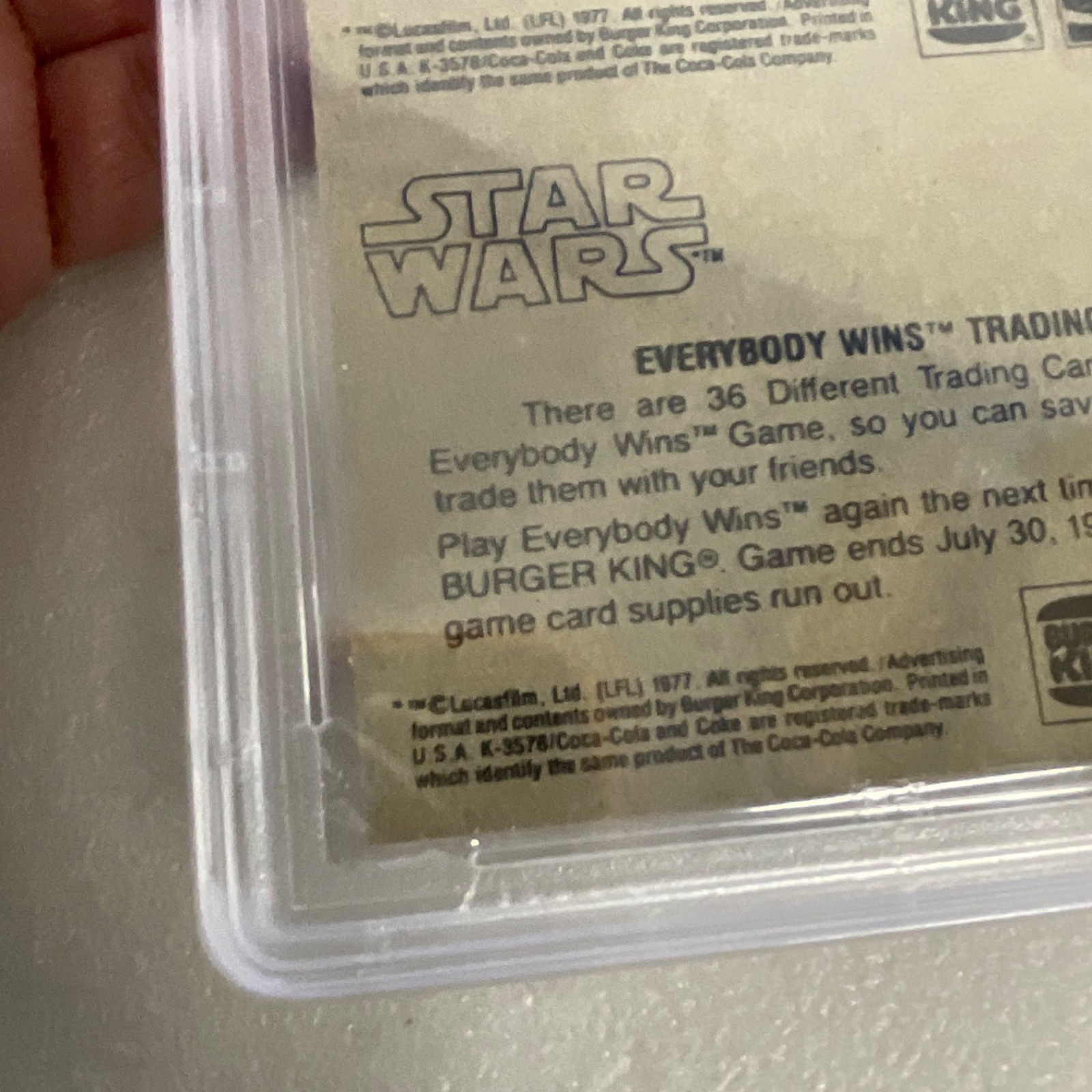 1980 Star Wars Burger King Luke Captured 3-Panel PSA 7 CERT#149549749 - Image 19