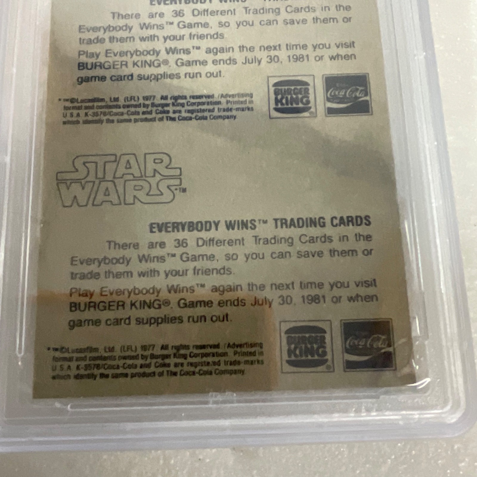 1980 Star Wars Burger King Luke Captured 3-Panel PSA 7 CERT#149549749 - Image 22