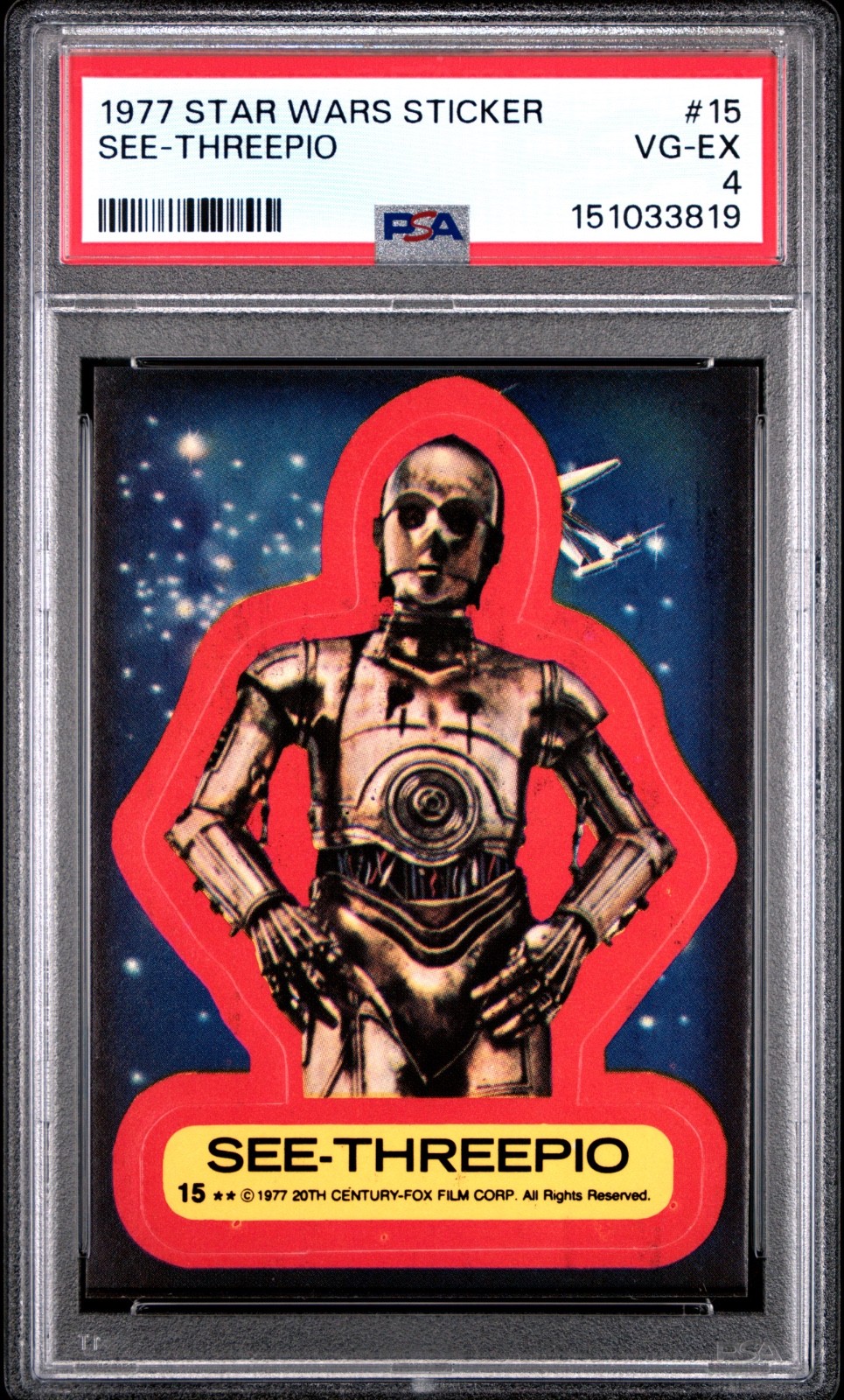 Star Wars 1977 See-Threepio Sticker Card #15 PSA 4 CERT#151033819 - Image 1