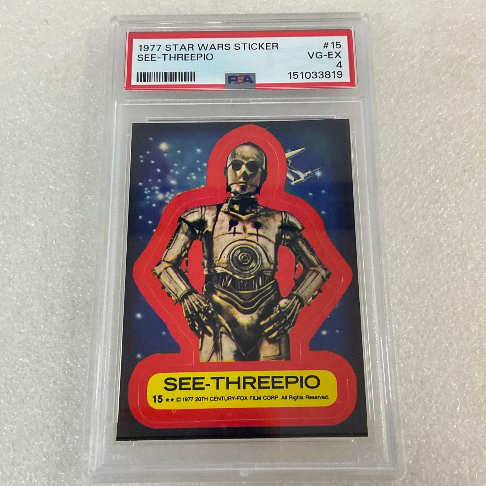 Star Wars 1977 See-Threepio Sticker Card #15 PSA 4 CERT#151033819 - Image 3