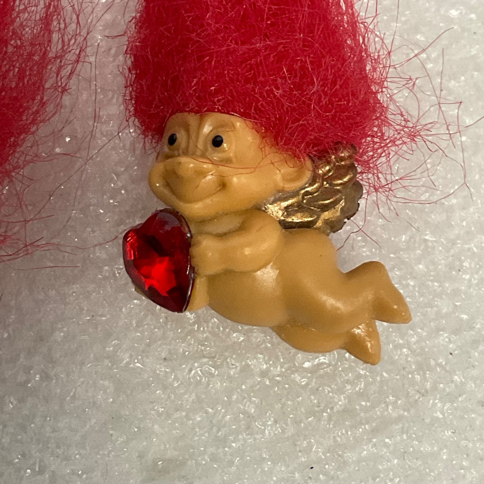 Vintage Russ Berrie Cherub Troll Earrings Red Hair Heart Gem Cupid Valentine - Image 6