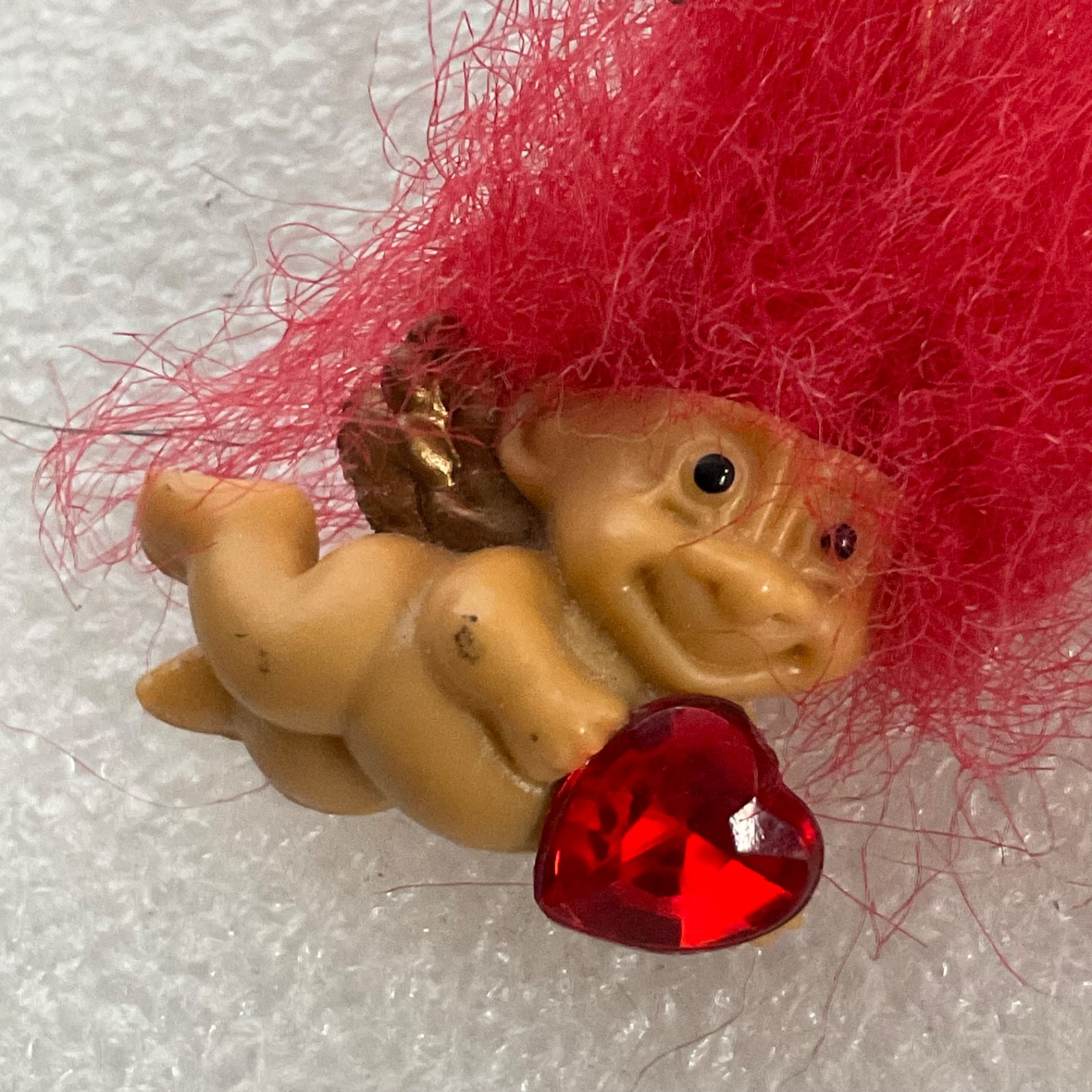 Vintage Russ Berrie Cherub Troll Earrings Red Hair Heart Gem Cupid Valentine - Image 5