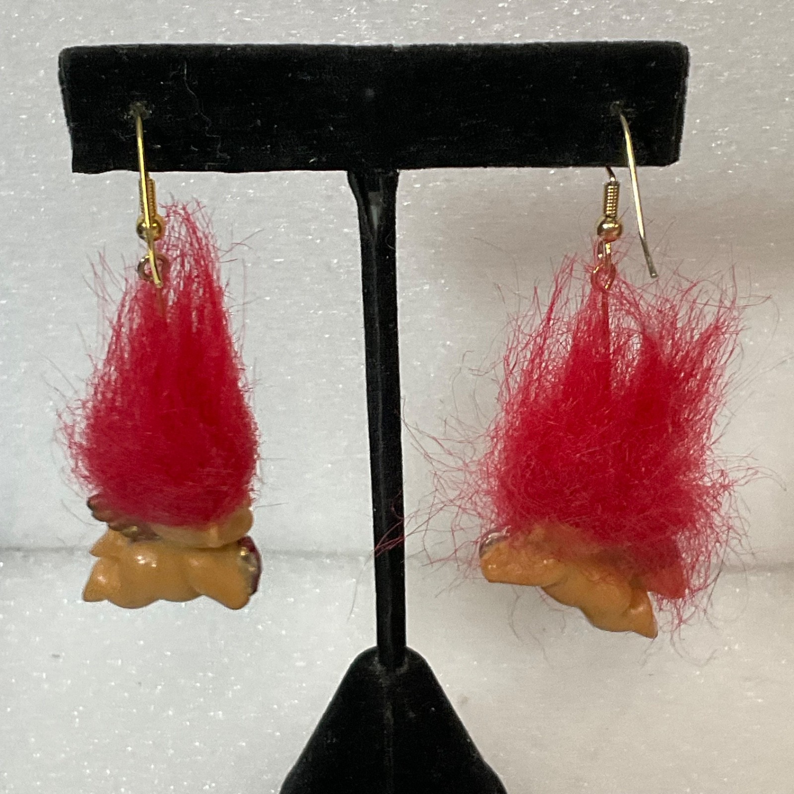 Vintage Russ Berrie Cherub Troll Earrings Red Hair Heart Gem Cupid Valentine - Image 8