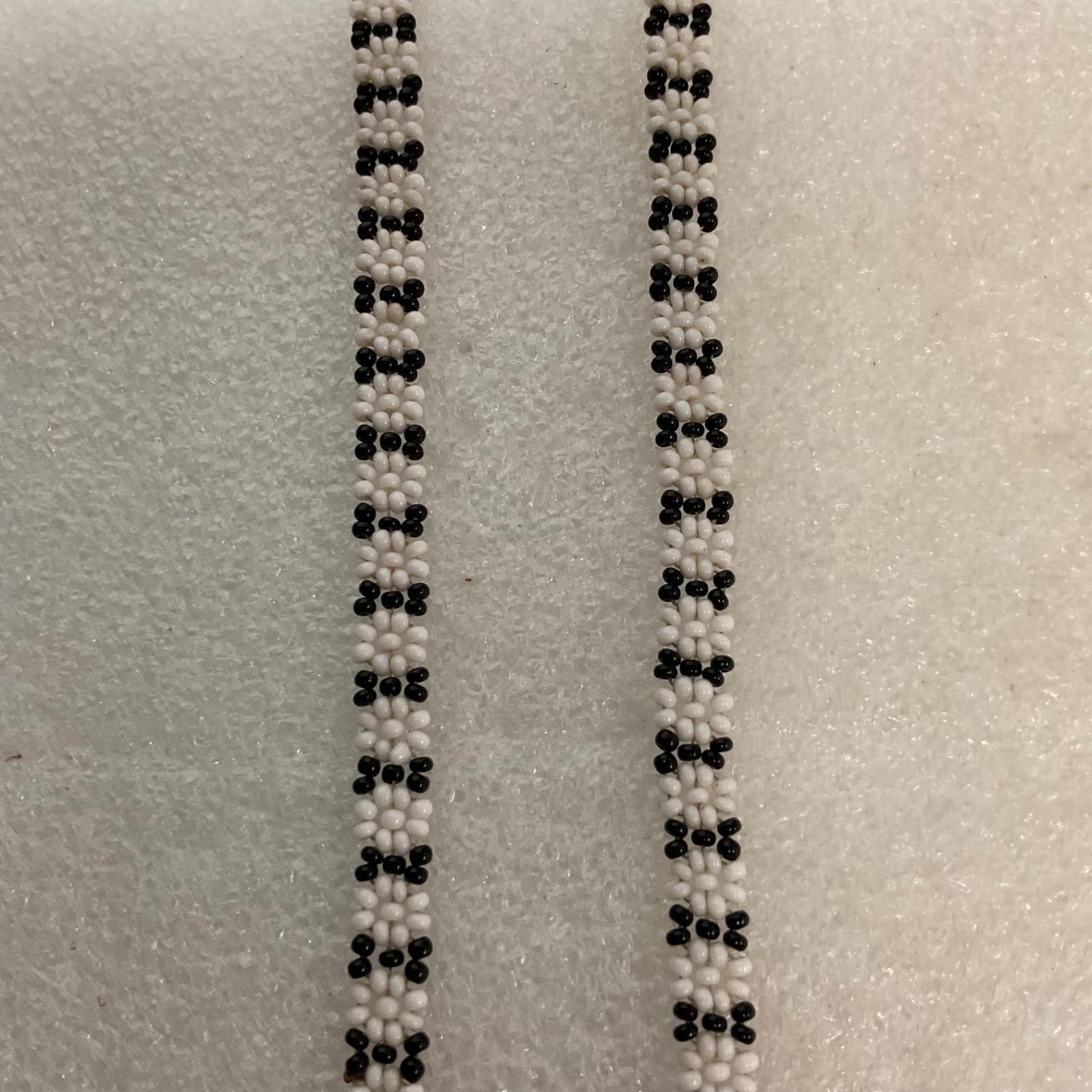 24in Black White Beaded Eyeglass Retainer Cord Handmade Tribal Pattern - Image 3