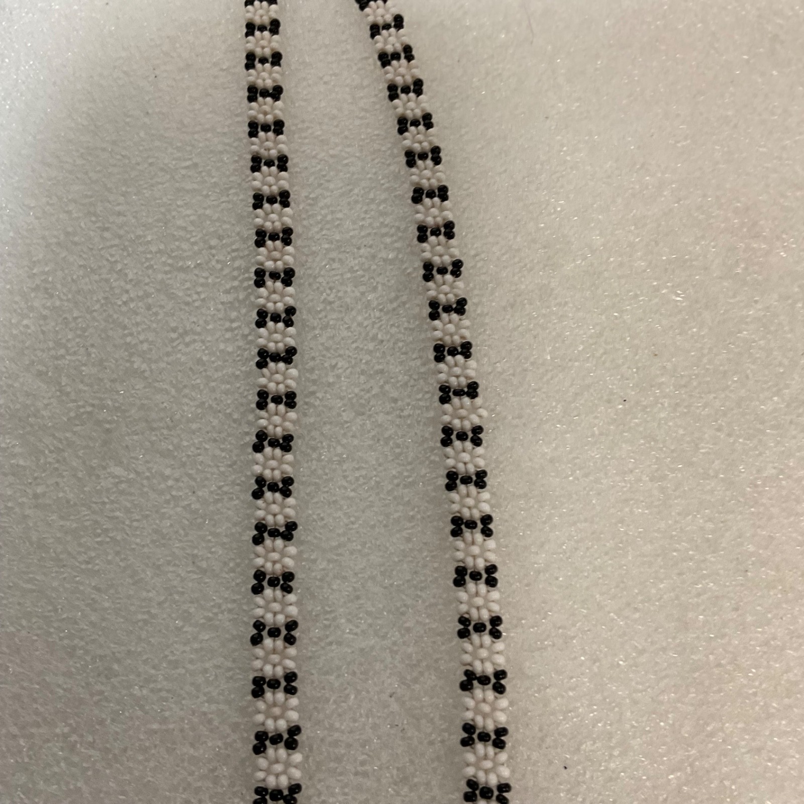 24in Black White Beaded Eyeglass Retainer Cord Handmade Tribal Pattern - Image 4