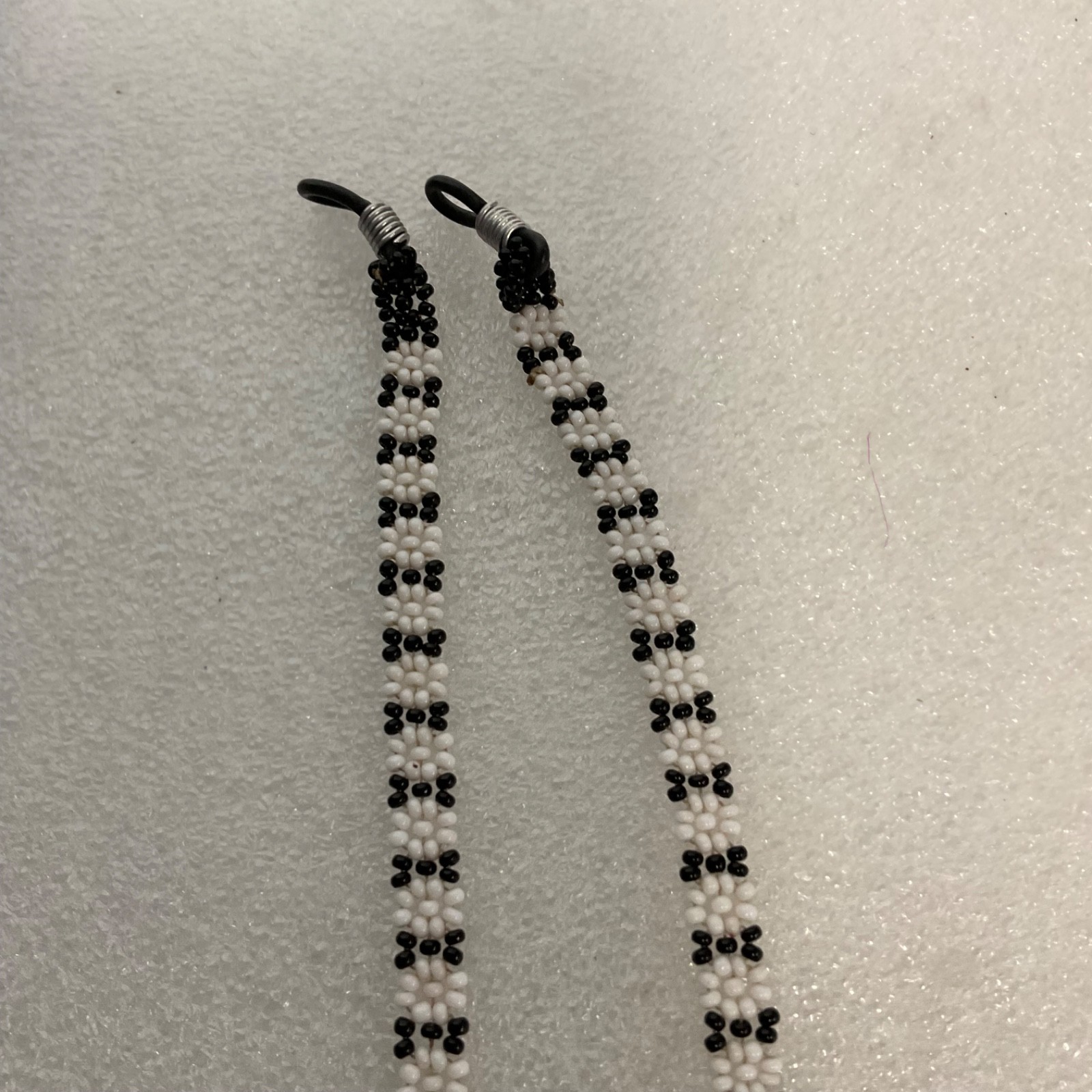 24in Black White Beaded Eyeglass Retainer Cord Handmade Tribal Pattern - Image 5
