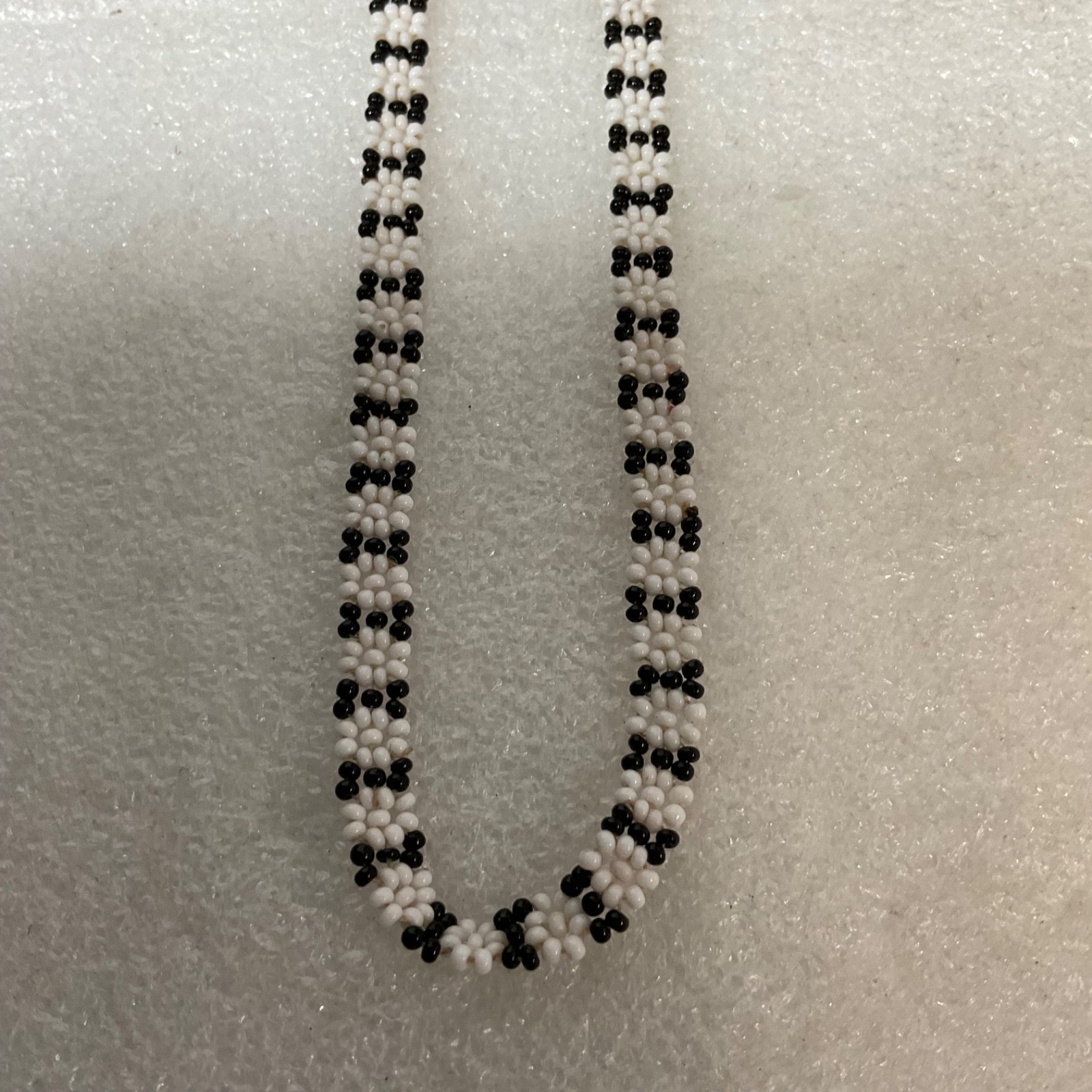 24in Black White Beaded Eyeglass Retainer Cord Handmade Tribal Pattern - Image 2