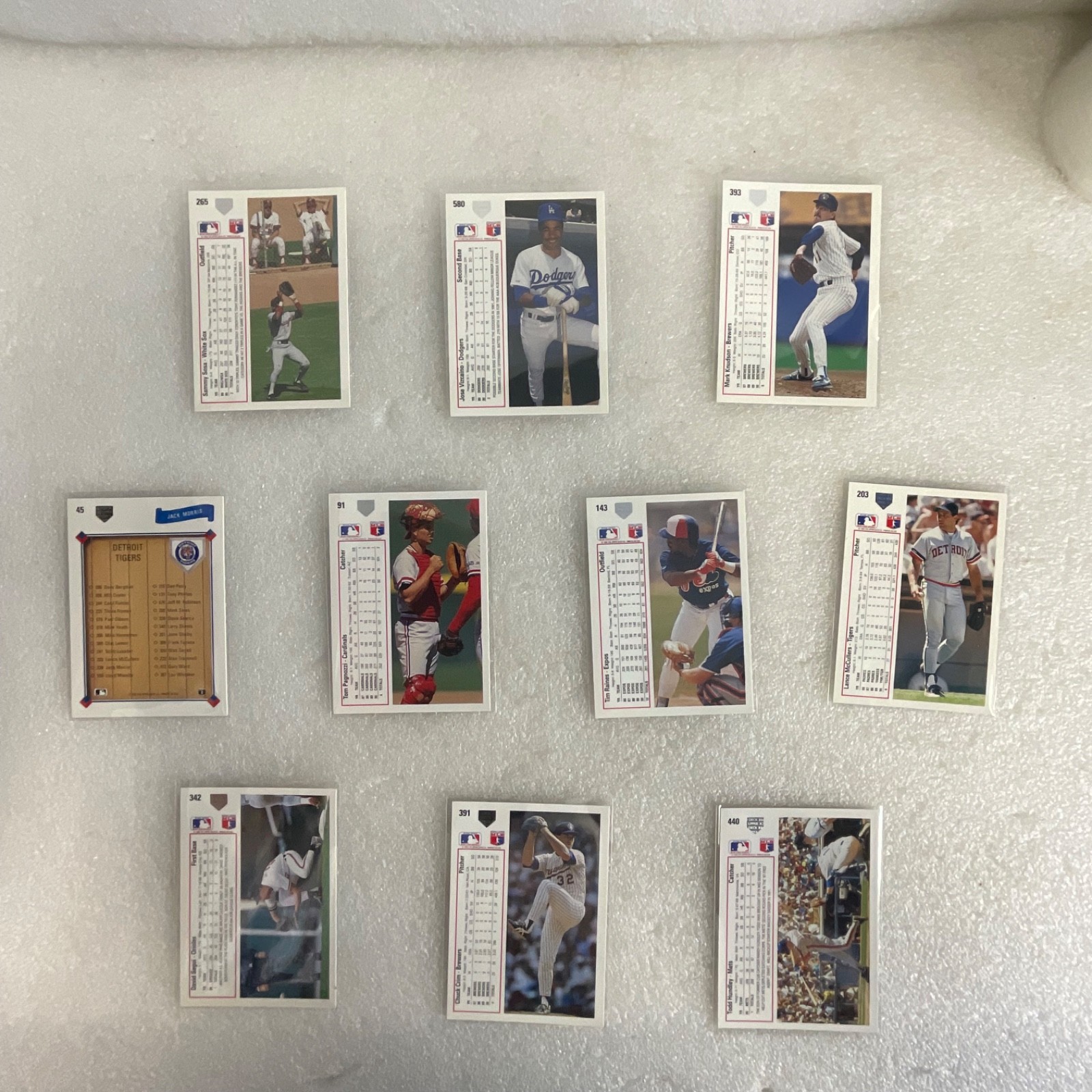 1991 Upper Deck Baseball 10 Card Lot Sammy Sosa Tim Raines Jack Morris - Image 2