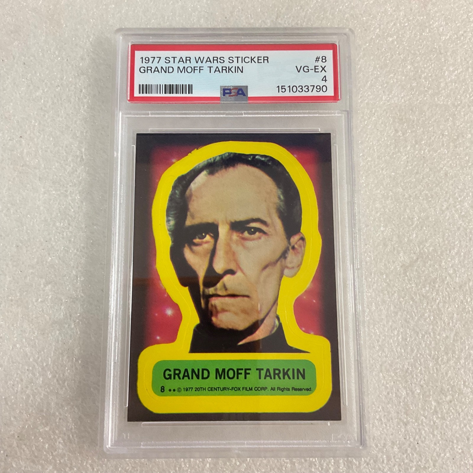 Star Wars 1977 Grand Moff Tarkin Sticker Card #8 PSA 4 CERT#151033790 - Image 3
